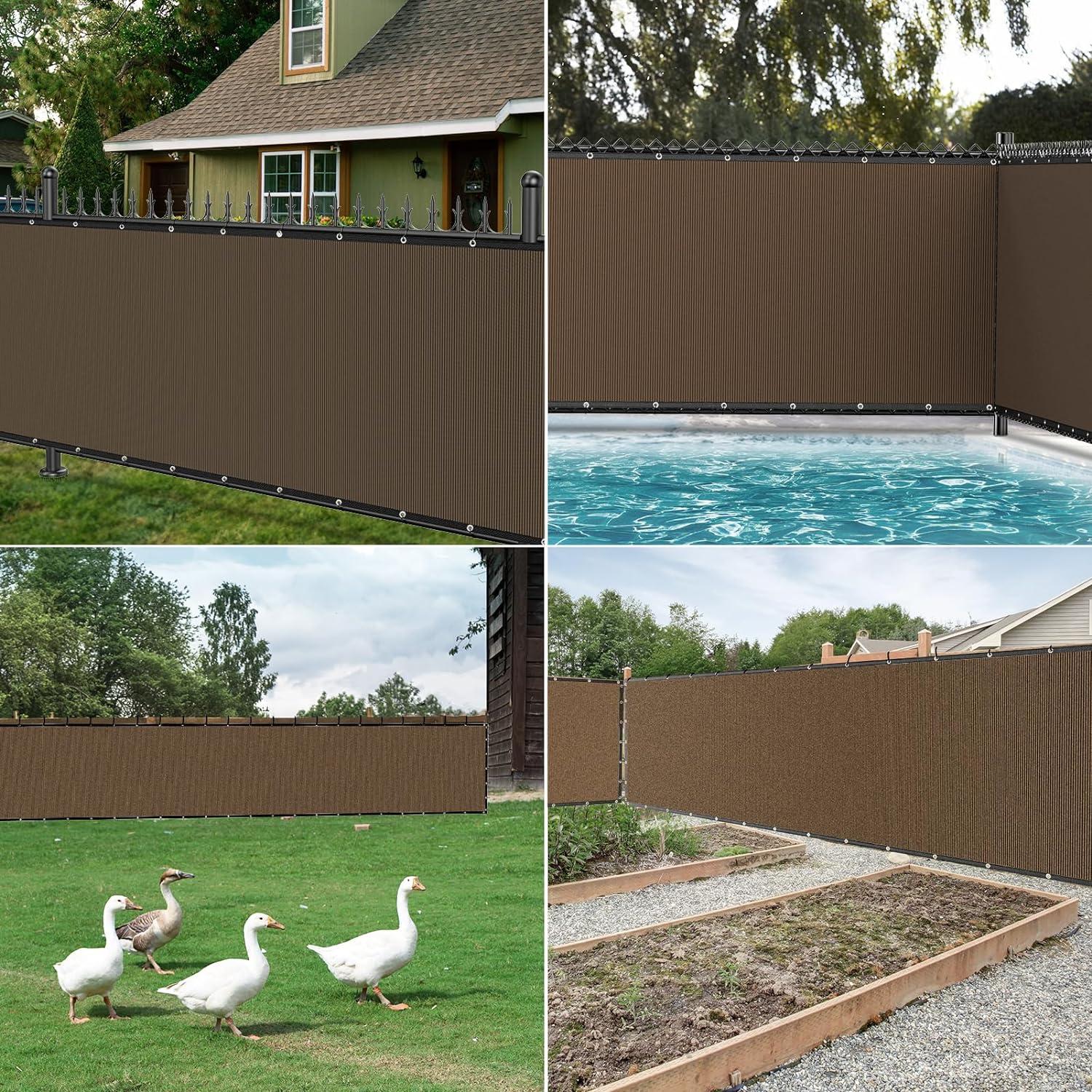 Brown 6FT x 50FT Heavy Duty Privacy Fence Screen with Copper Grommets