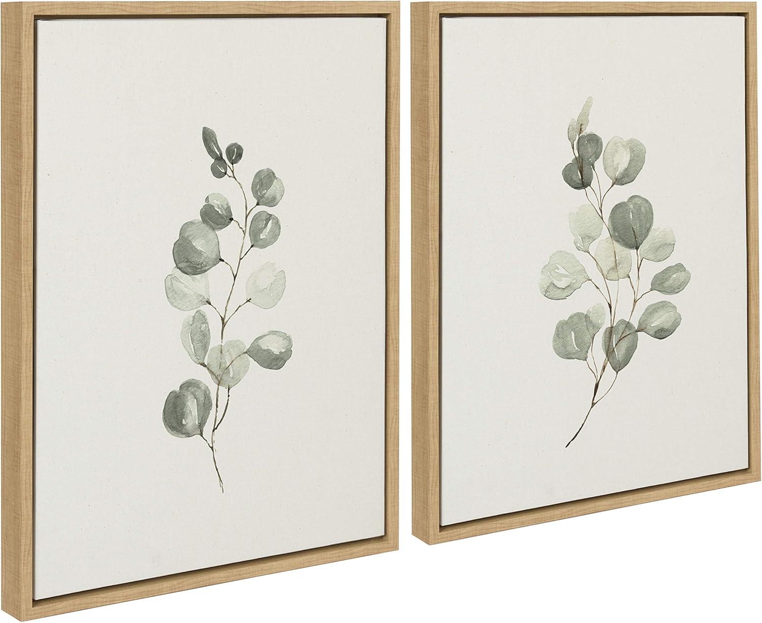 18" x 24" (Set of 2) Sylvie Eucalyptus by Maja Mitrovic of Makes My Day Happy Framed Wall Canvas Set - Kate & Laurel All Things Decor