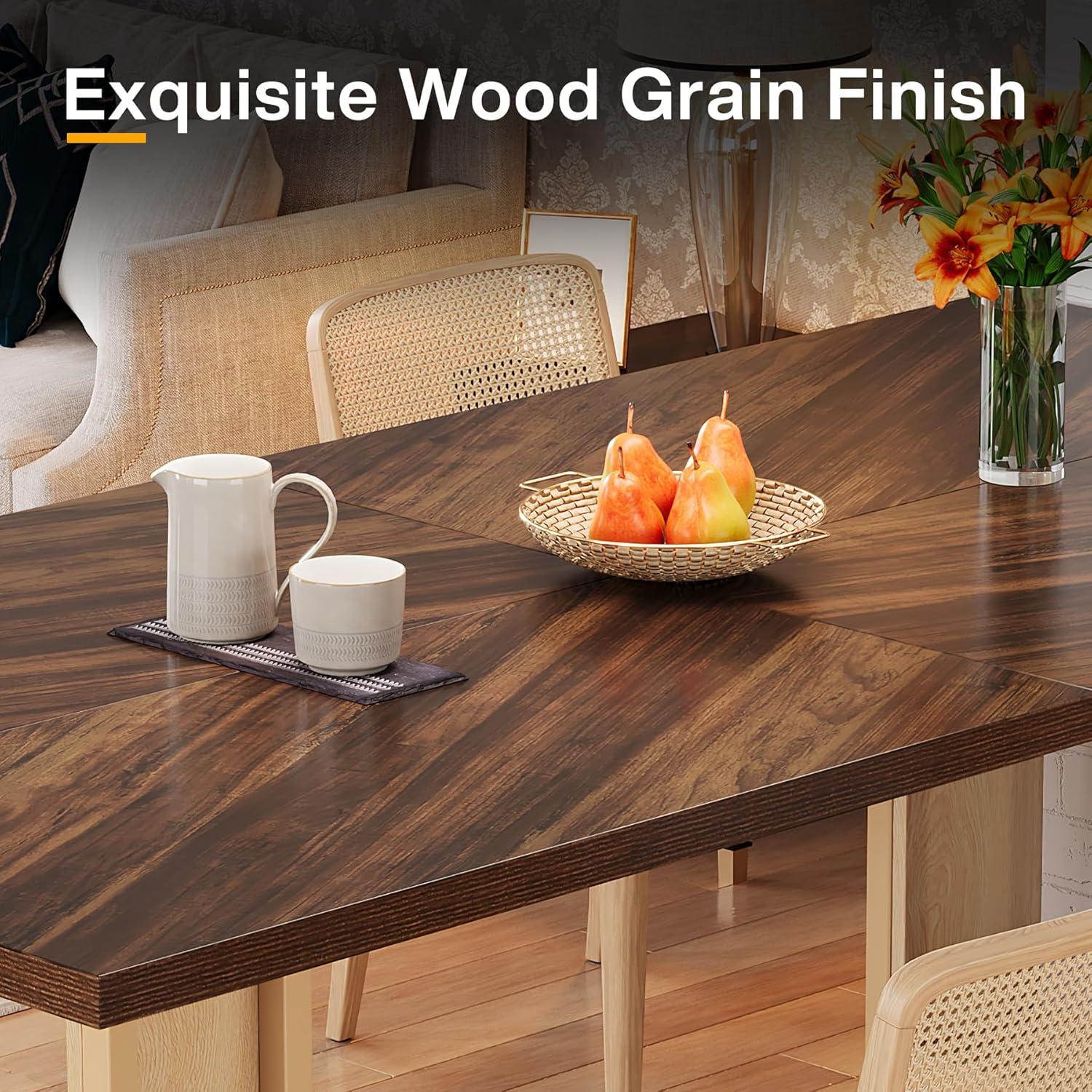 Tribesigns 63" Rustic Brown Wood Dining Table with Metal Sled Base