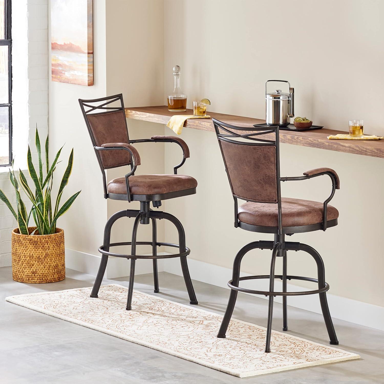 Bridgetown Tilt Base Barstool - Aged Bronze - Hillsdale Furniture: 360 Swivel, Metal Frame, Faux Leather Upholstery