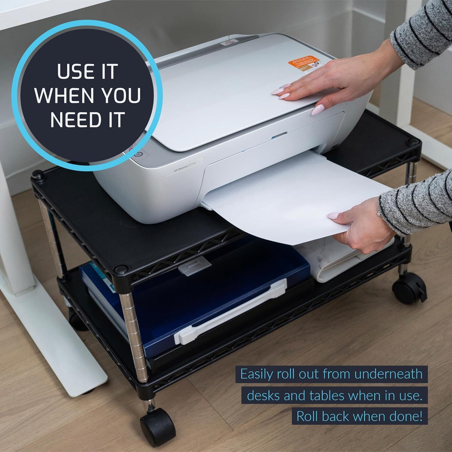 ZBRANDS // Printer Stand Cart Max, 24" x 14", 2 Tiers Heavy Duty (Max)