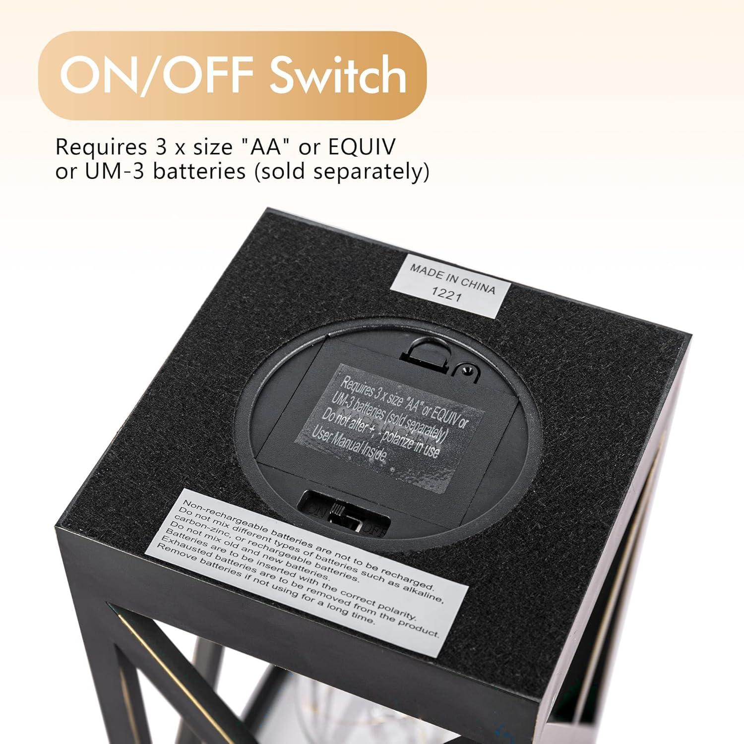 WINGBO 2 Pack Retro Battery Powered Table Lamps, Battery Operated Cordless Lamp Set, Portable Nightlight Decorative Light for Living Room Dining Room Bedroom Entryway Patio, Black & Gold Finish