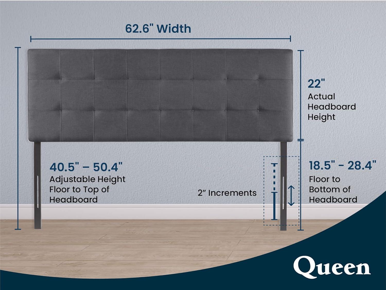 Jessenia Headboards for Full Size Bed, Upholstered Tufted Bed Headboard, 12 Adjustable Positions Full Headboard Only, Wall Mounted Headboard, Bed Backboard Linen Fabric Head Board - Light Gray