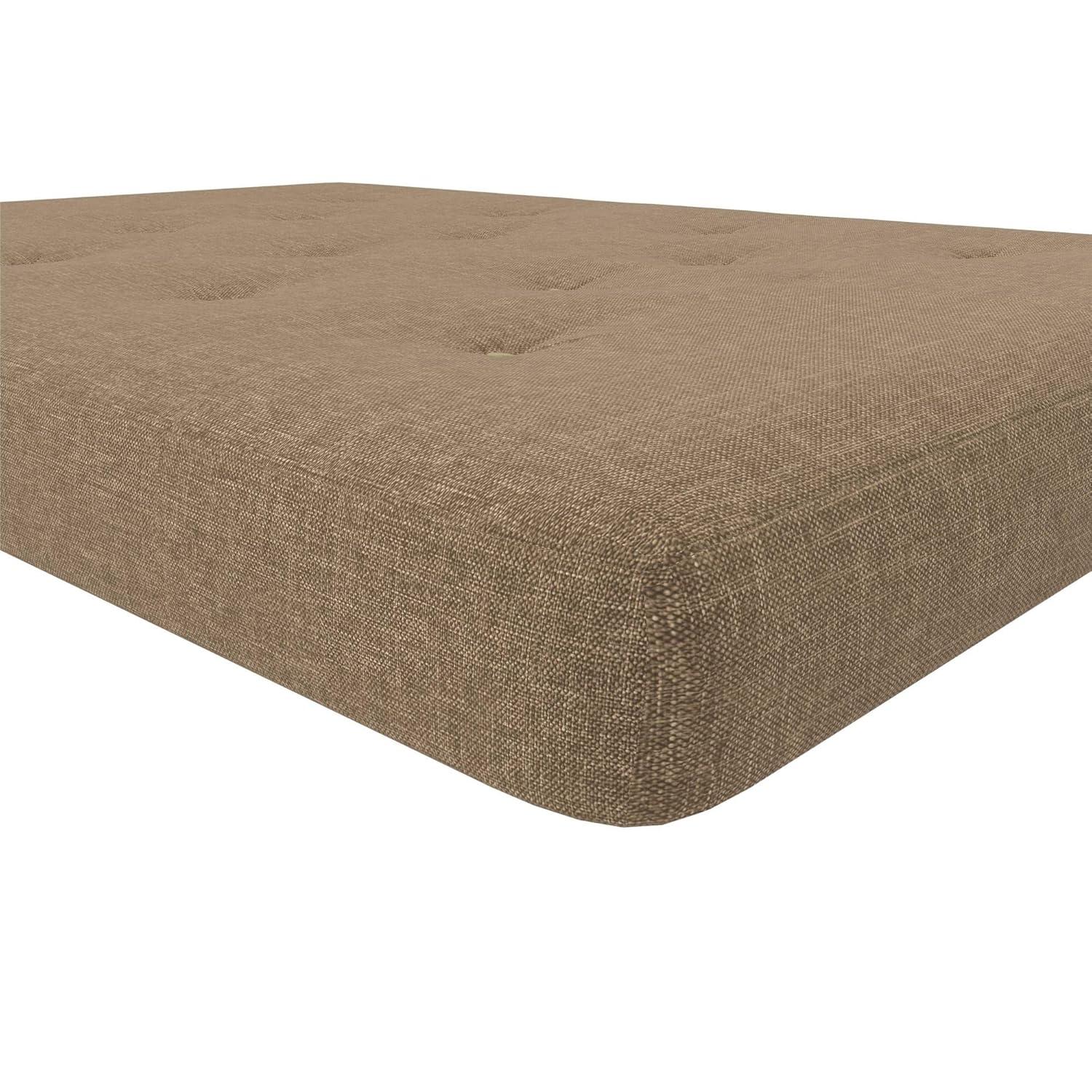 DHP Trule 6-Inch Bonnell Coil Futon Mattress, Polyester Linen, Full, Tan