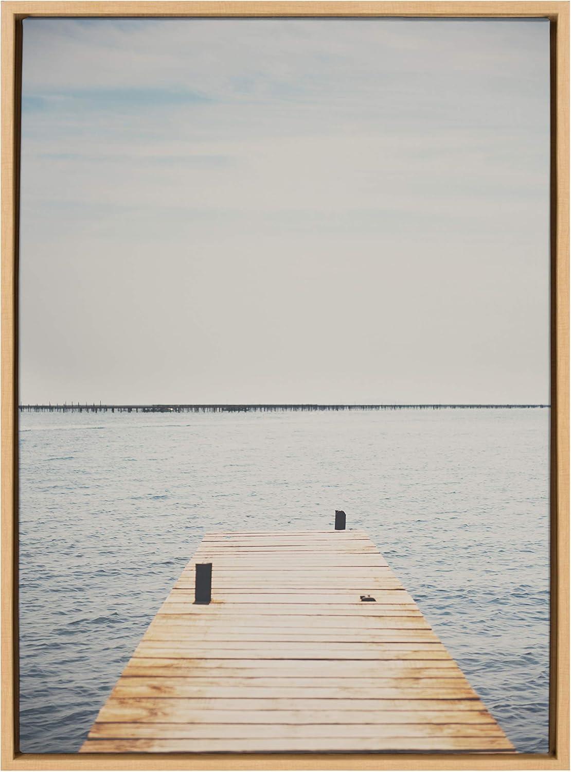 23" x 33" Sylvie Standing on the Dock Framed Canvas by Laura Evans Natural - Kate & Laurel All Things Decor