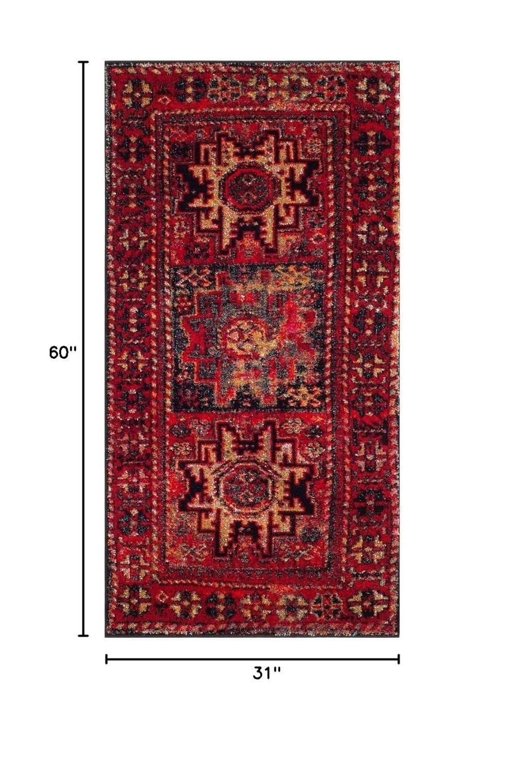 Vintage Hamadan VTH213 Power Loomed Indoor Accent Rug - Red/Multi - 2'7"x5' - Safavieh