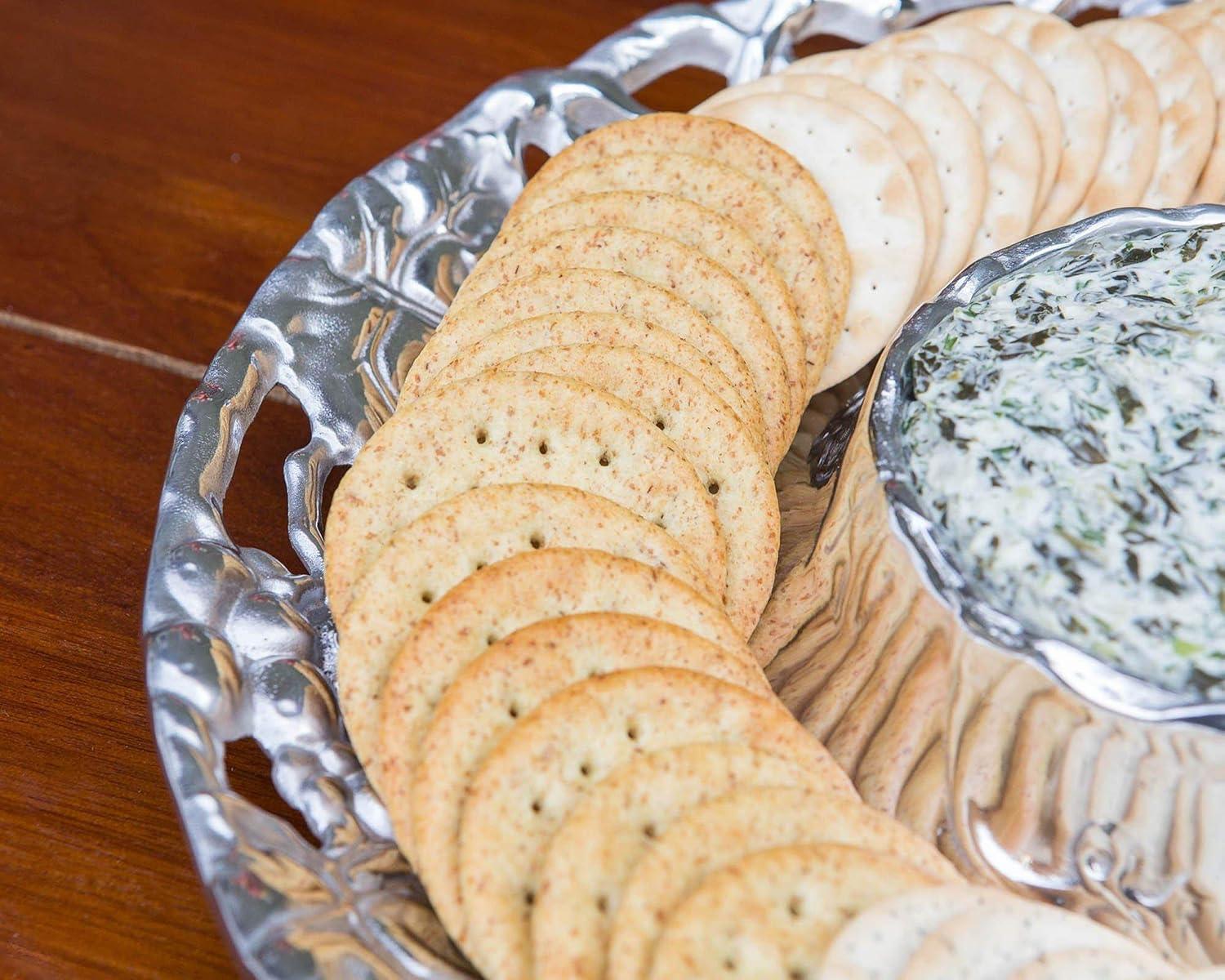 Handmade Aluminum Grape Design Round Chip and Dip Platter