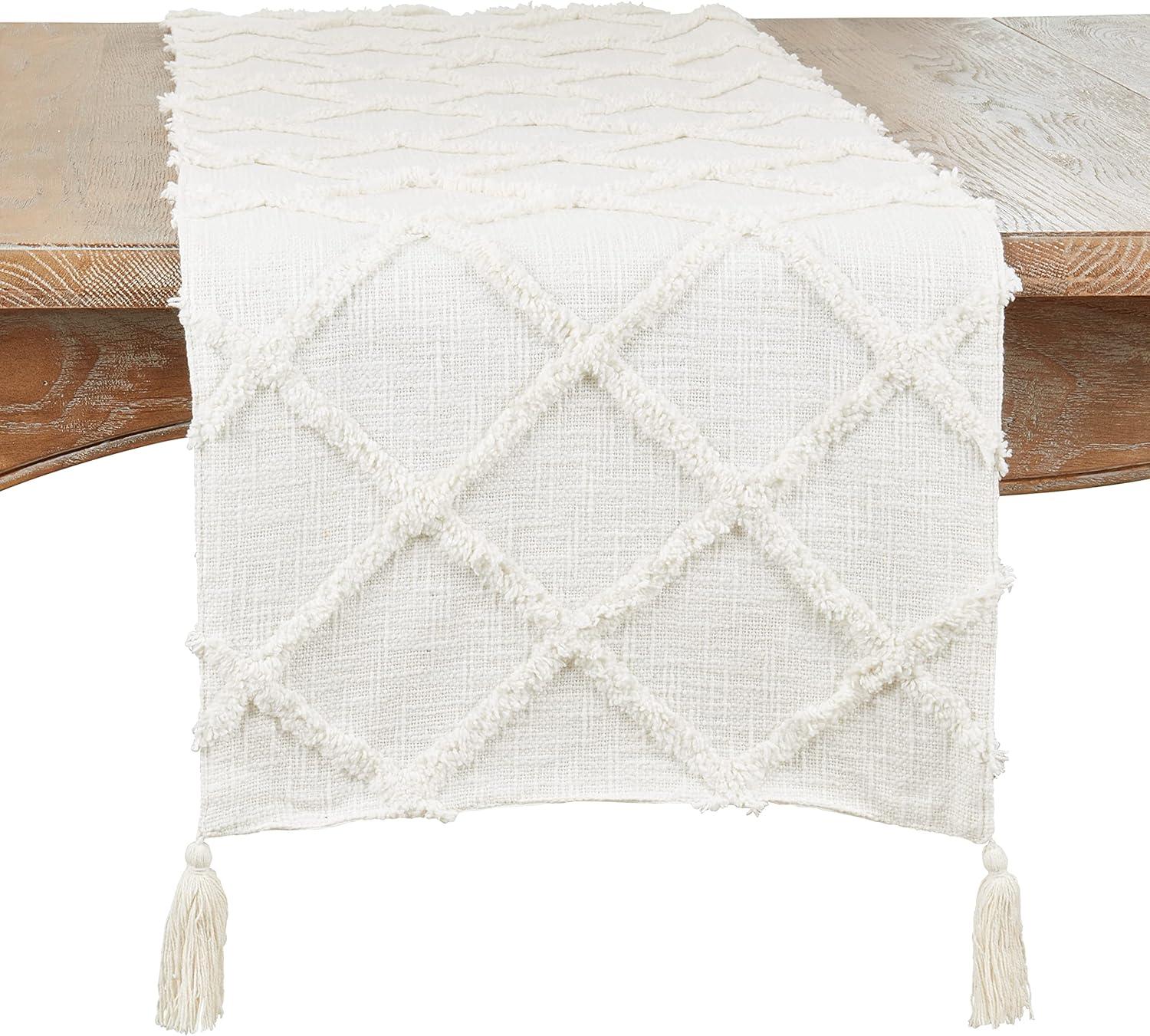 Saro Lifestyle Table Runner with Diamond Tufted Design