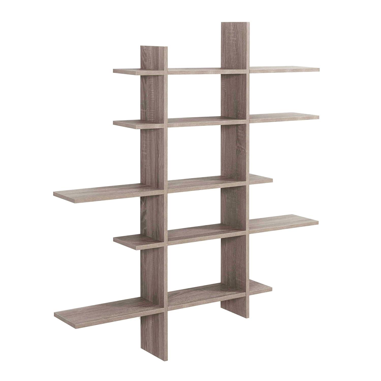 Danya B. 51" x 45" Five Level Asymmetric Shelf Brown: Modular Laminated MDF, Wall Organizer with Mounting Hardware