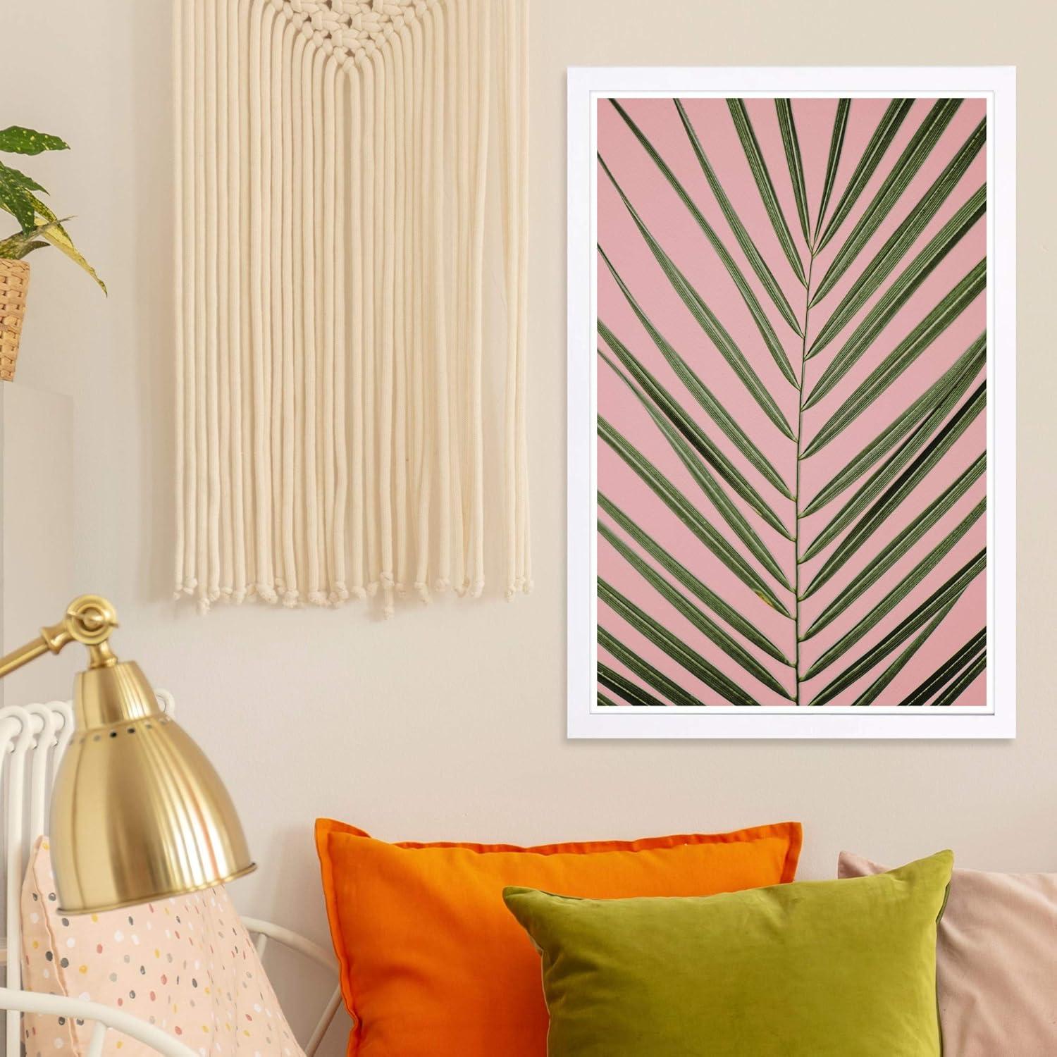 Wynwood Studio 'Palm Life' Floral and Botanical Framed Wall Art Print - Pink, Green