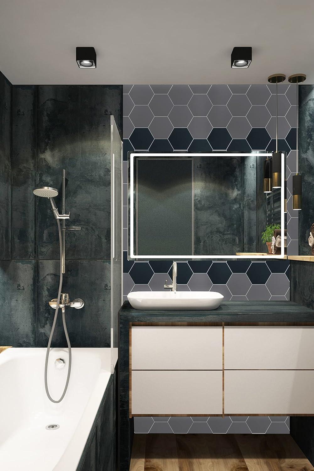 Gray Resin Hexagon Peel and Stick Wall Tiles