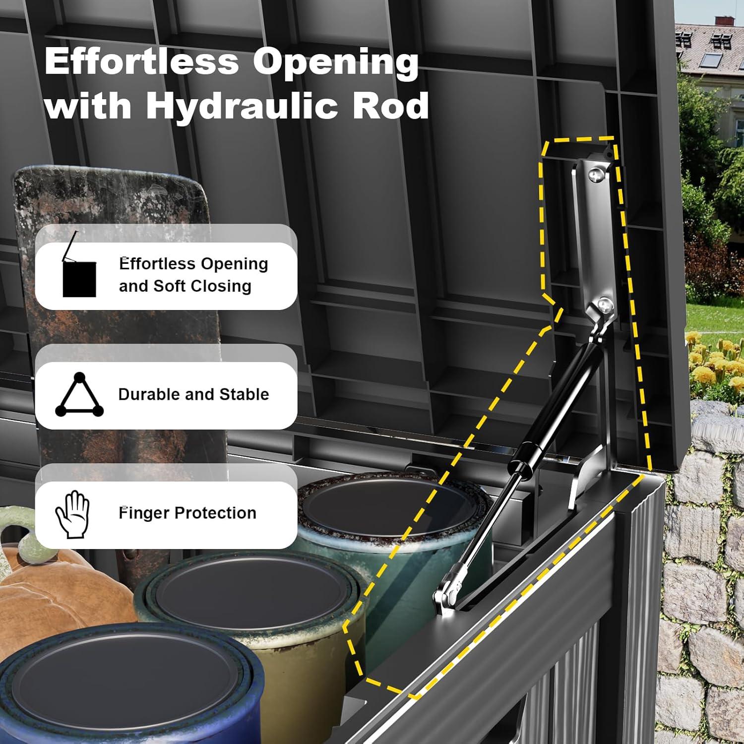 Hokku Designs Waterproof 120 Gallon Large Outdoor Indoor Patio Storage Deck Box , Outside Storage Bin for Cushion Pillows, Towels, Garden Tools