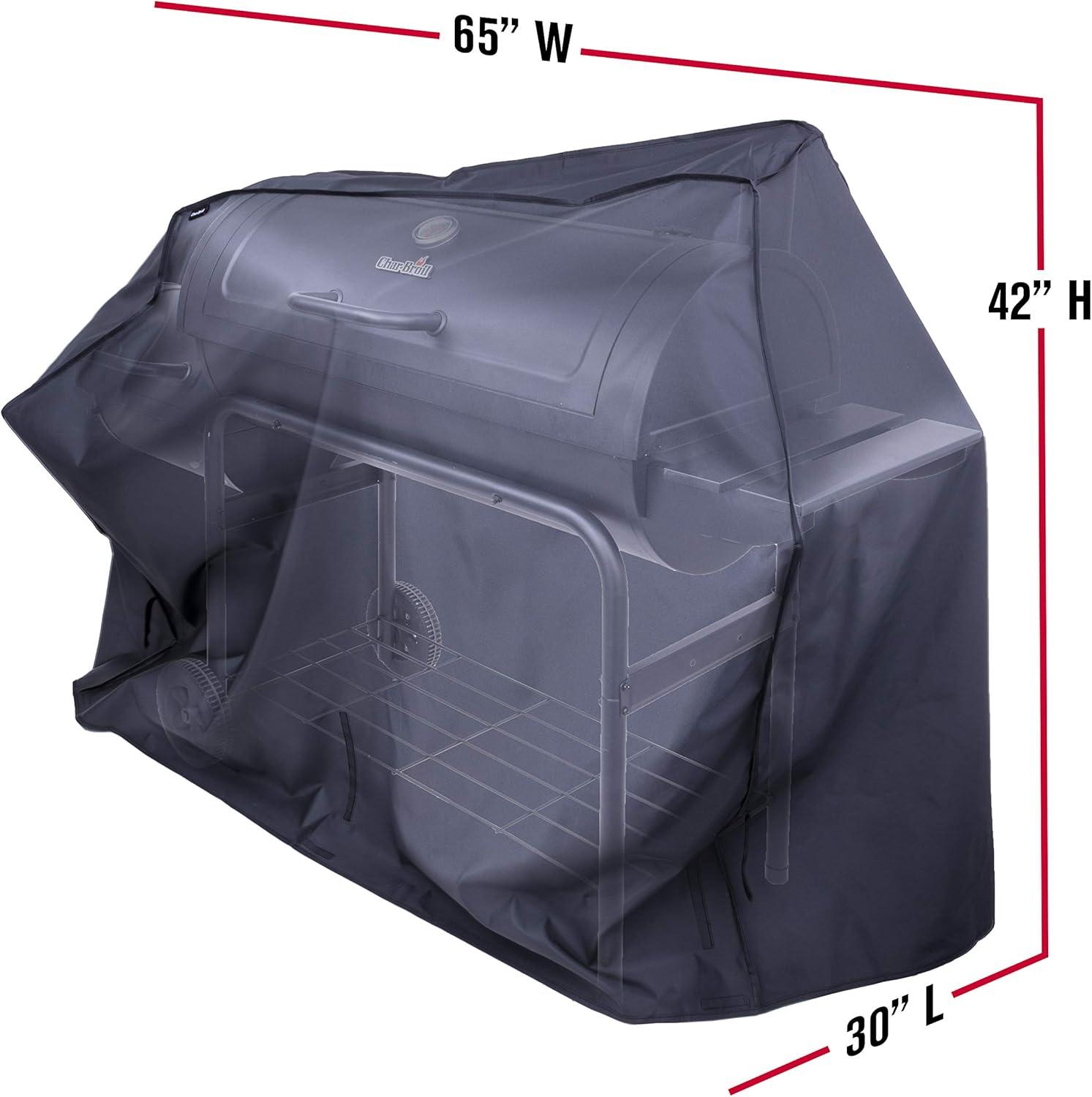 Extra Large Black 65" Grill and Smoker Cover with Hook and Loop Closure