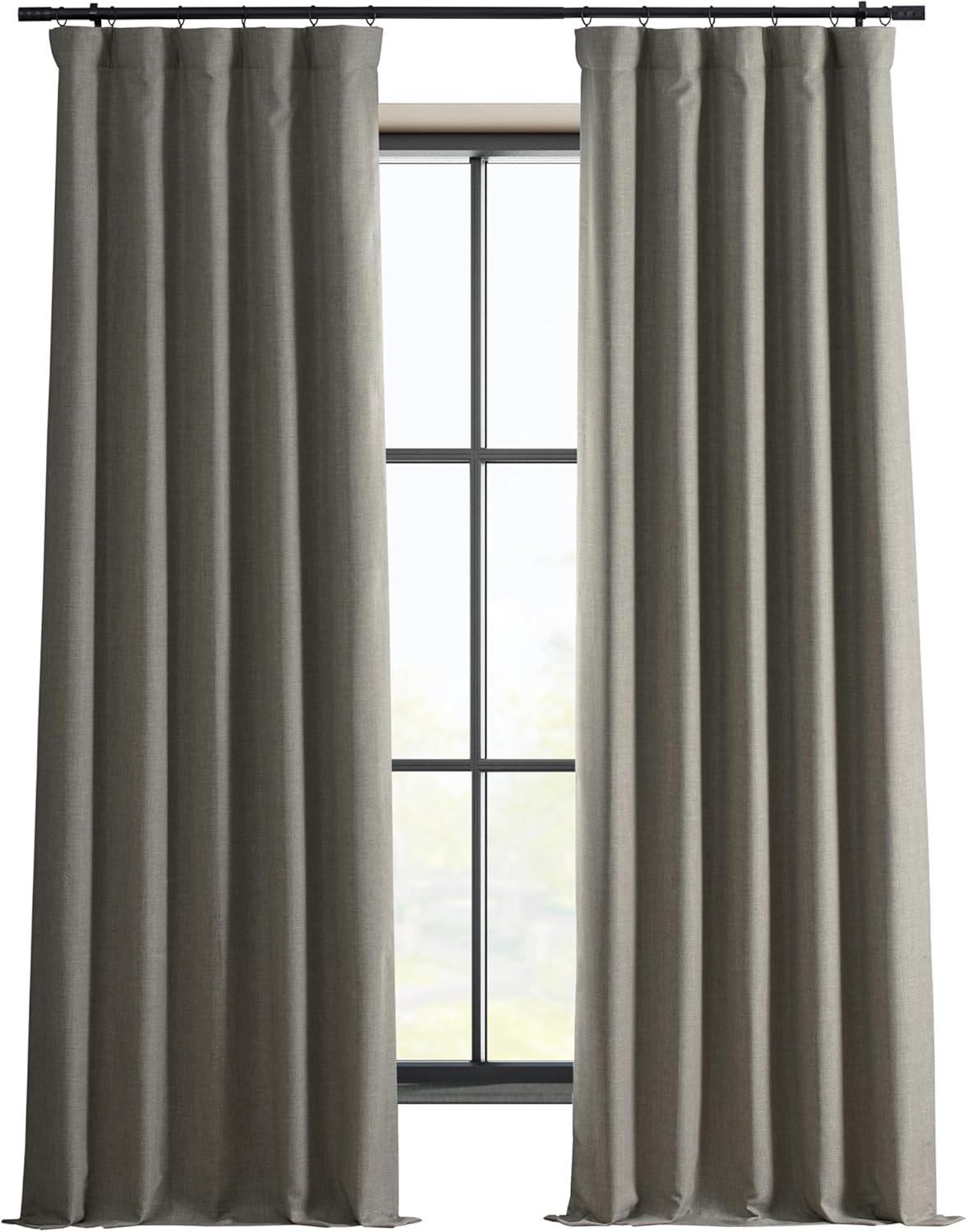 Destination Slate Gray Faux Linen Blackout Curtain Panel, 50" x 84"