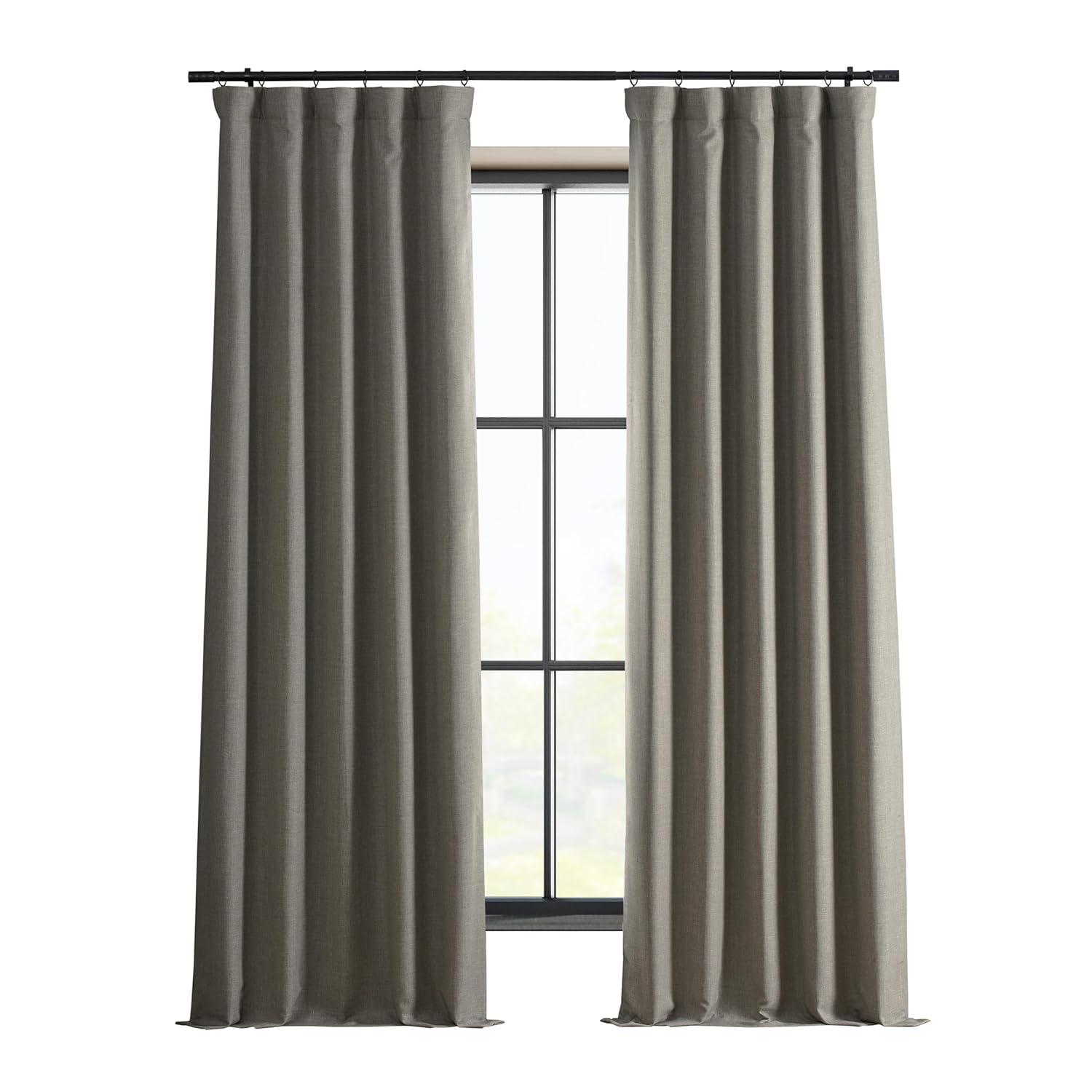 Signature Destination Slate Faux Linen Blackout Curtain (1 Panel), Destination Slate, 50W X 84L