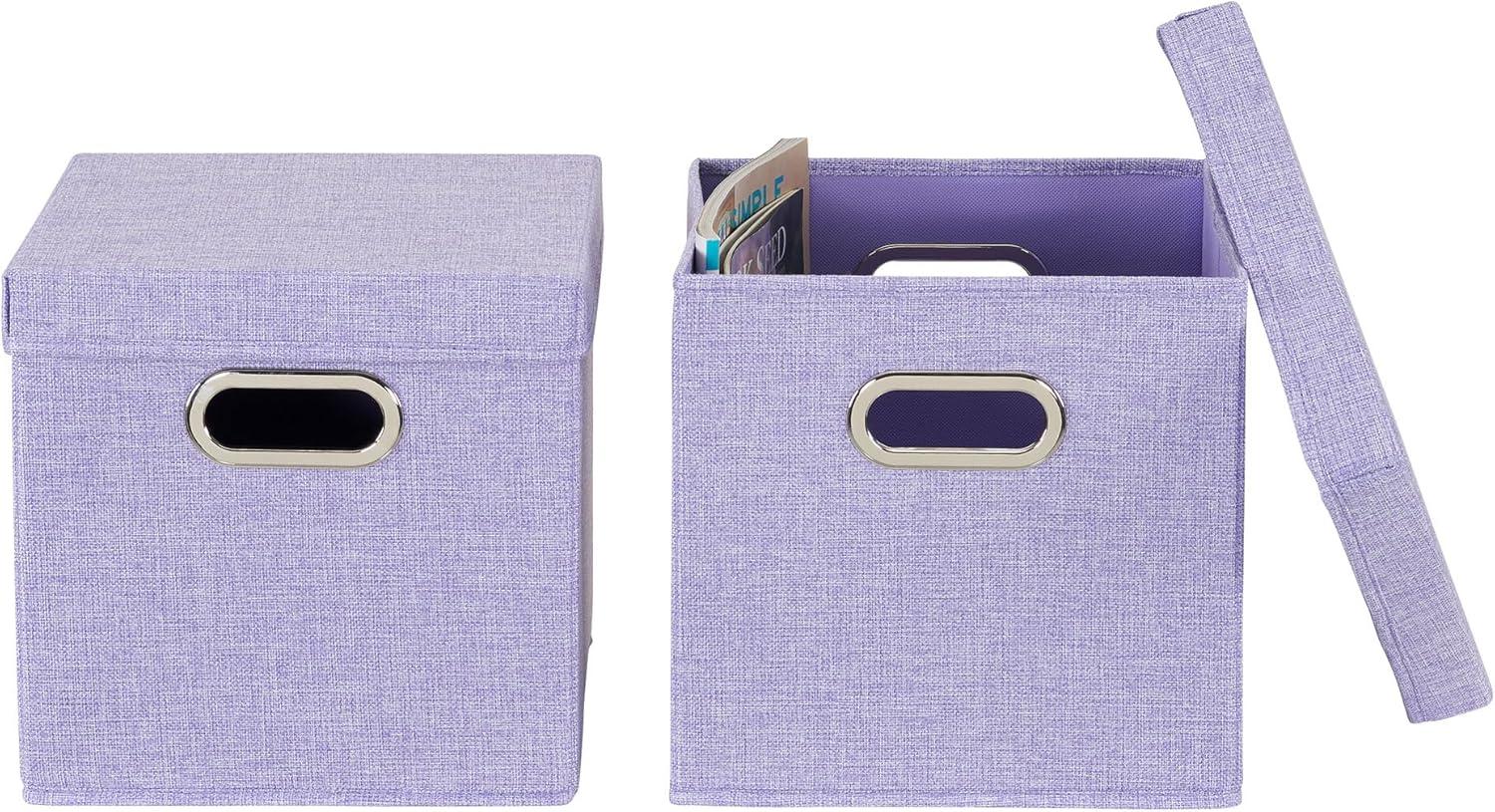 Household Essentials Heather KD Cube Set, 2pk, Collapsible Linen, Iris