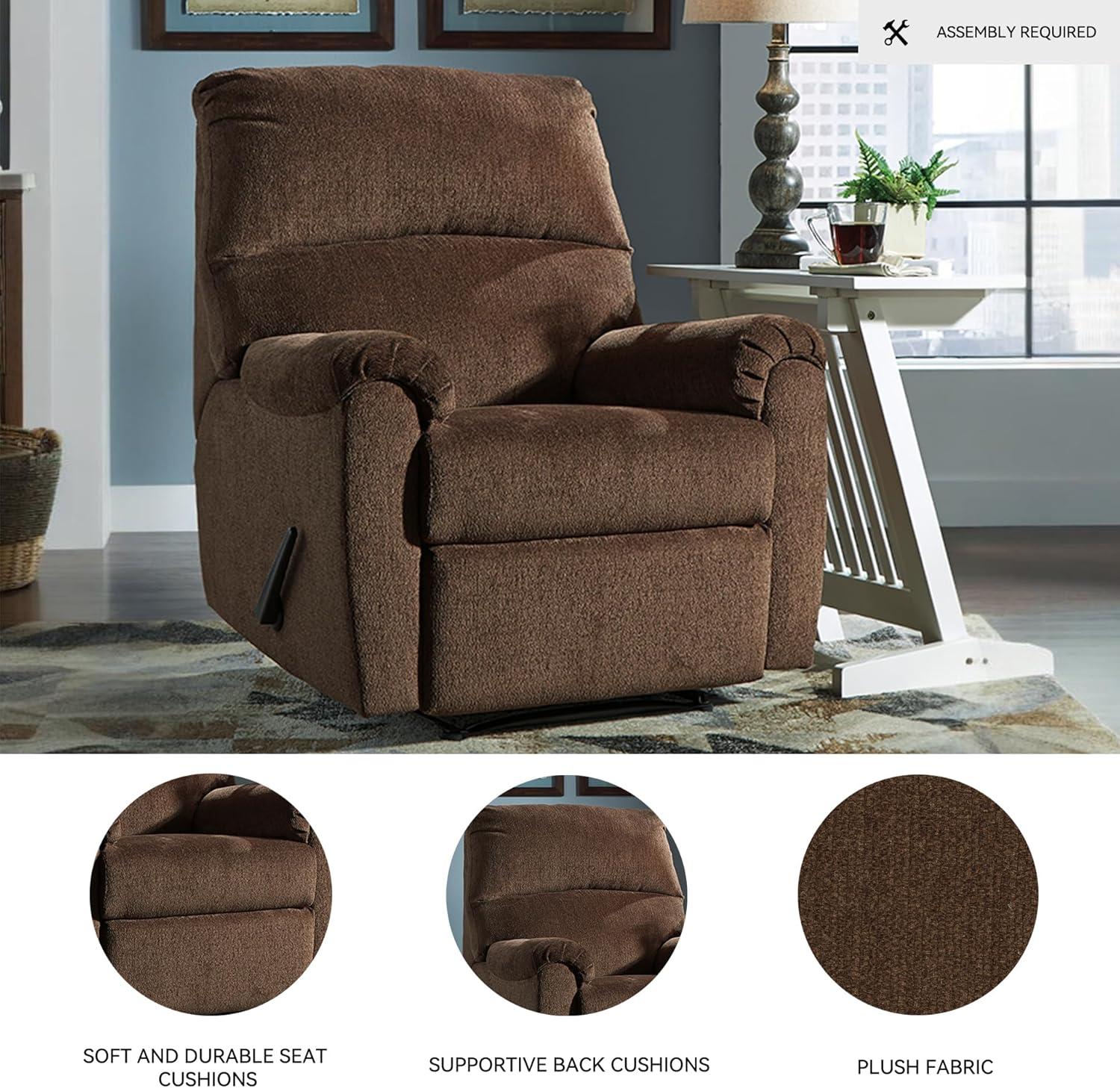 Chocolate Brown Polyester Contemporary Recliner