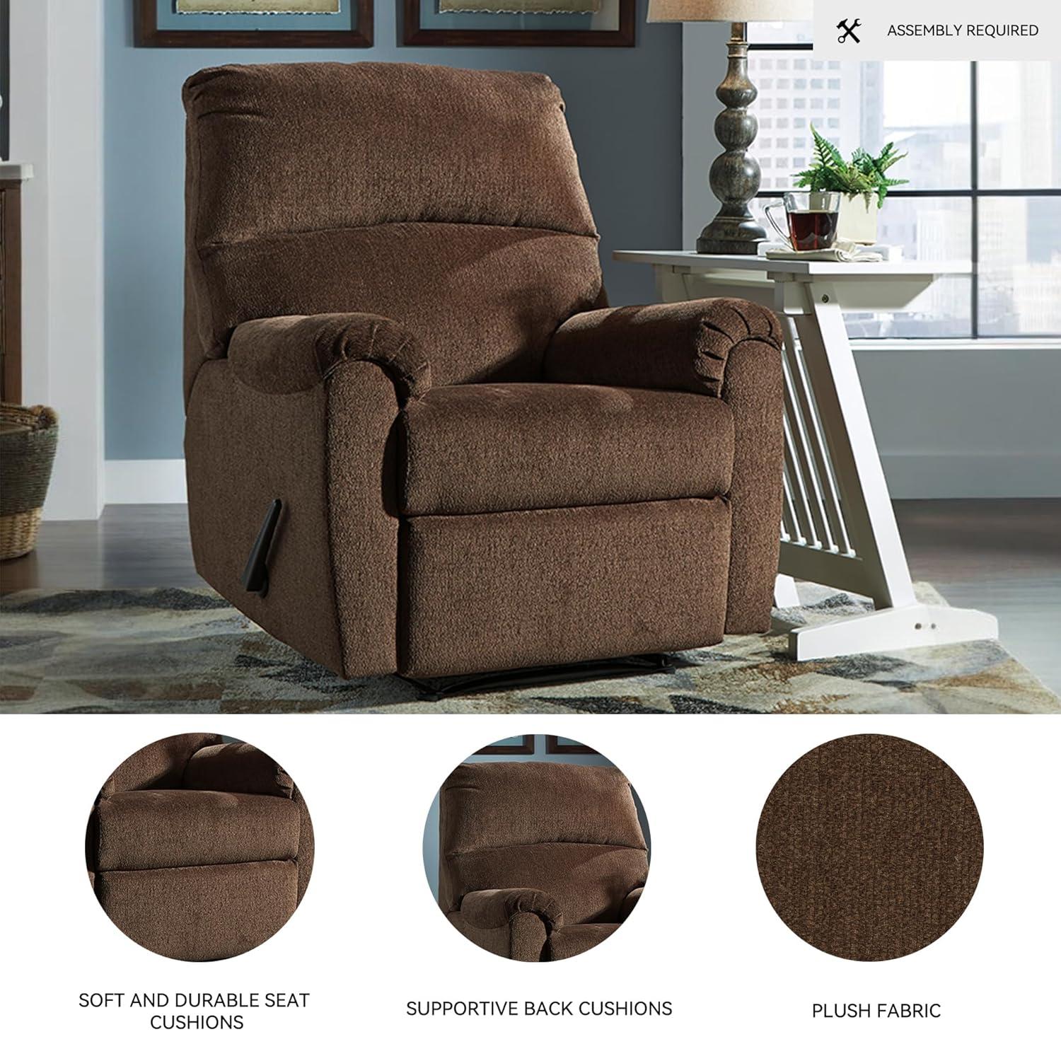 Chocolate Brown Polyester Contemporary Recliner