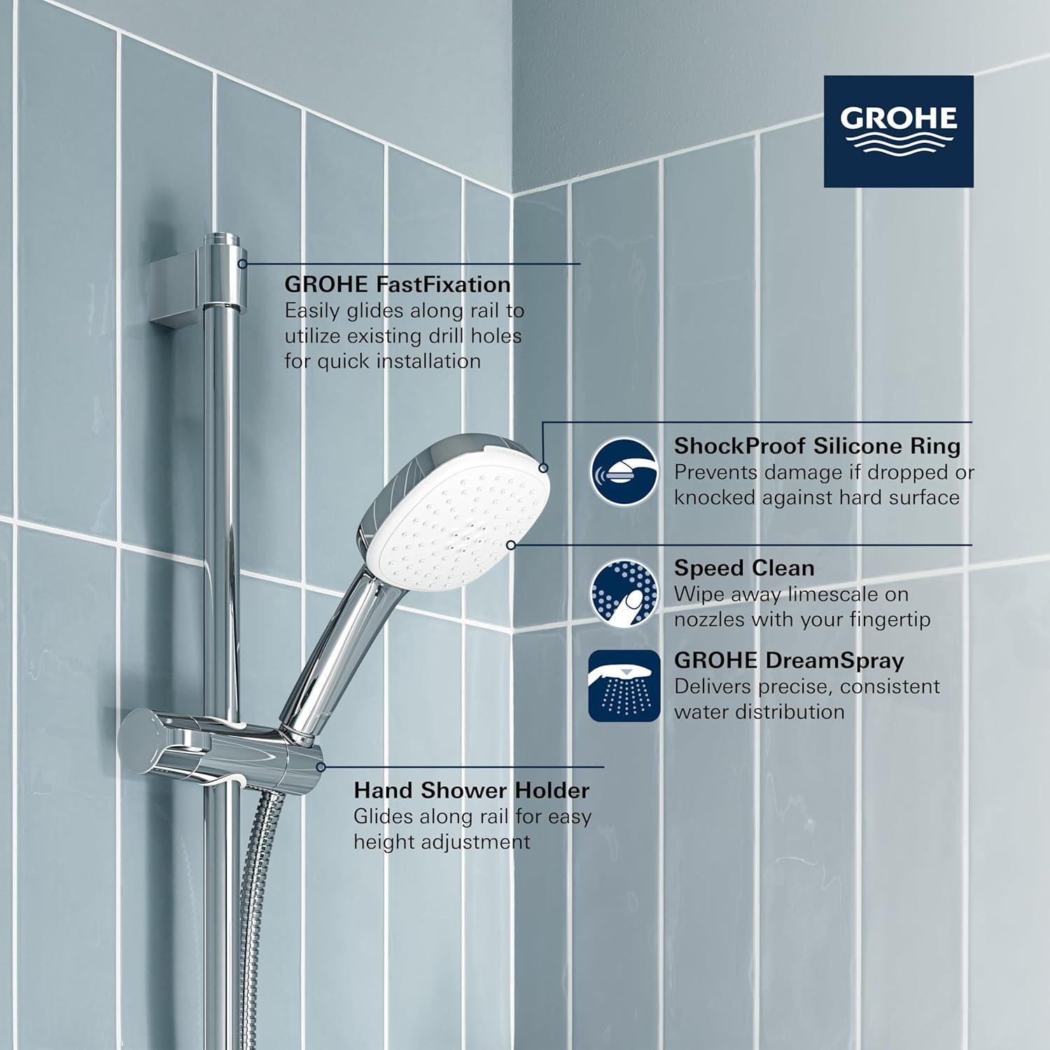 Grohe 26 922 1 Tempesta 24" Shower Slide Bar - Chrome