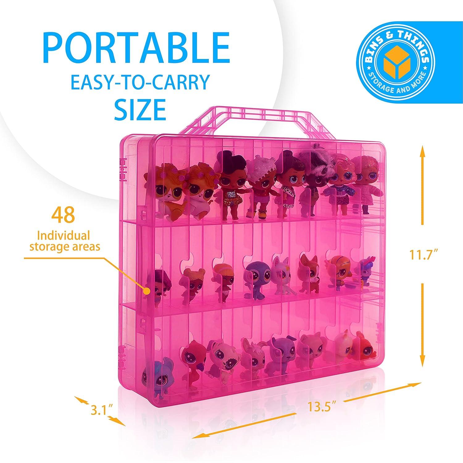 Pink Plastic Kids Toy Organizer with 48 Compartments