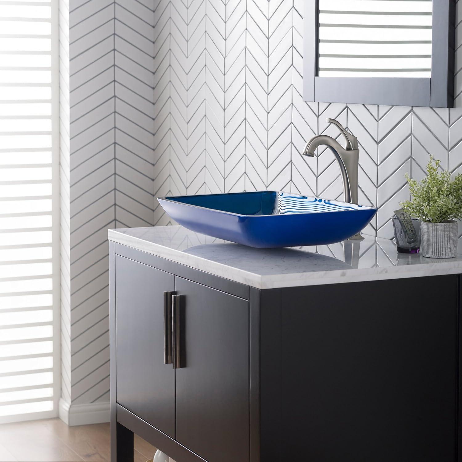 Galaxy Glass Rectangular Vessel Bathroom Sink