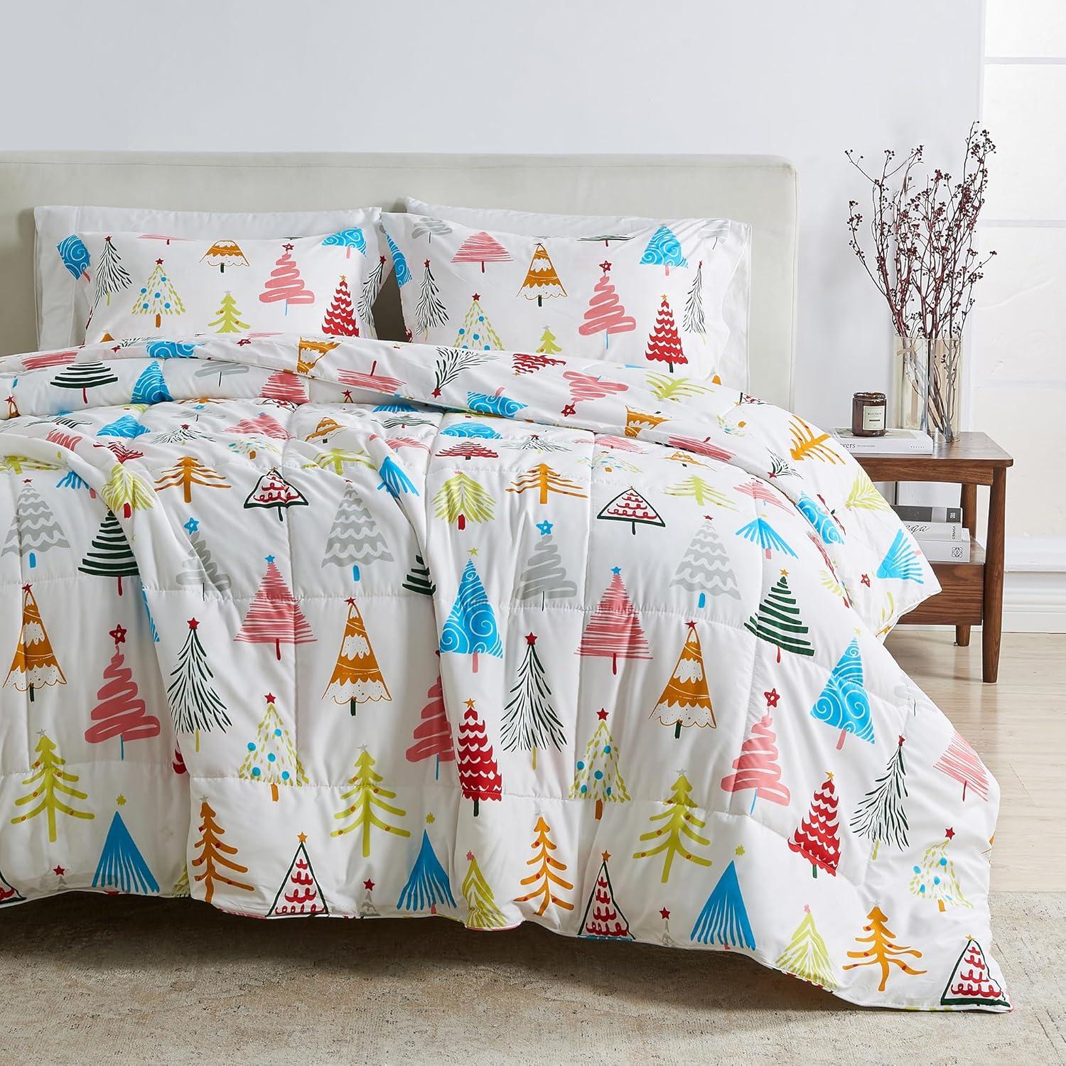 3-Piece Winter-Printed Down Alternative Comfort Set with Shams (Full / Queen, Happy Hillside)