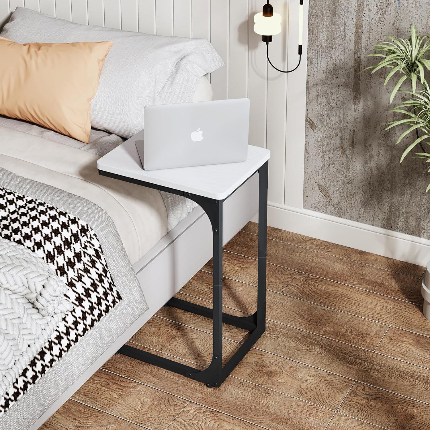 C Table Side Table Set of 2 Living Room Sets C Shaped Couch Tray End Tables Modern, Black and White