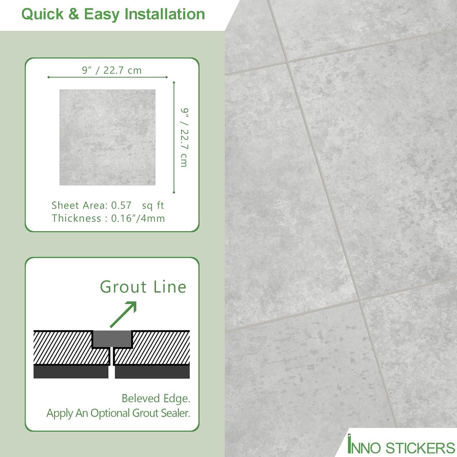 Sunwings 9'' x 9'' x 4mm SPC Peel & Stick Floor Tile Luxury Vinyl Flooring