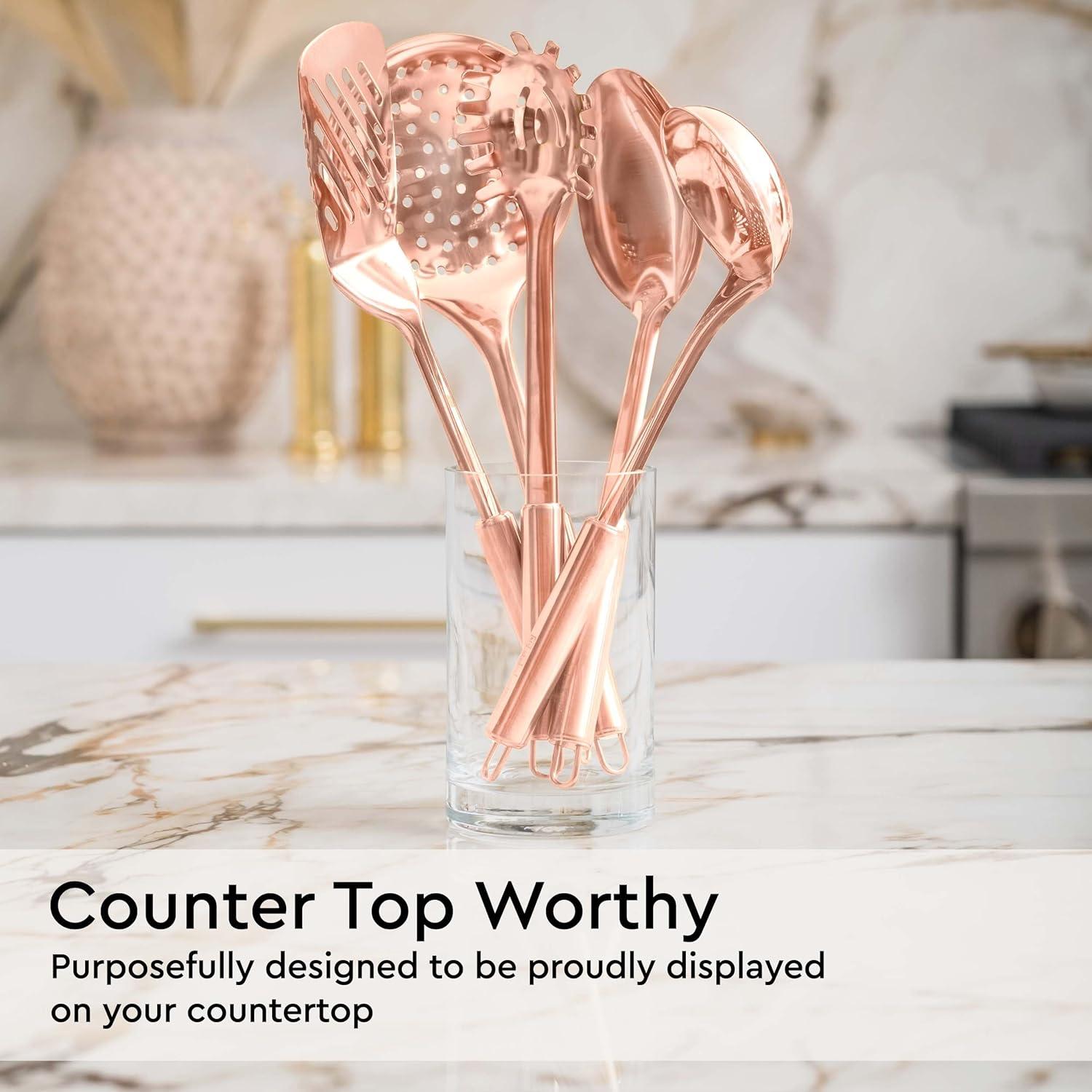 Styled Settings Copper Stainless Steel Cooking Utensils Set