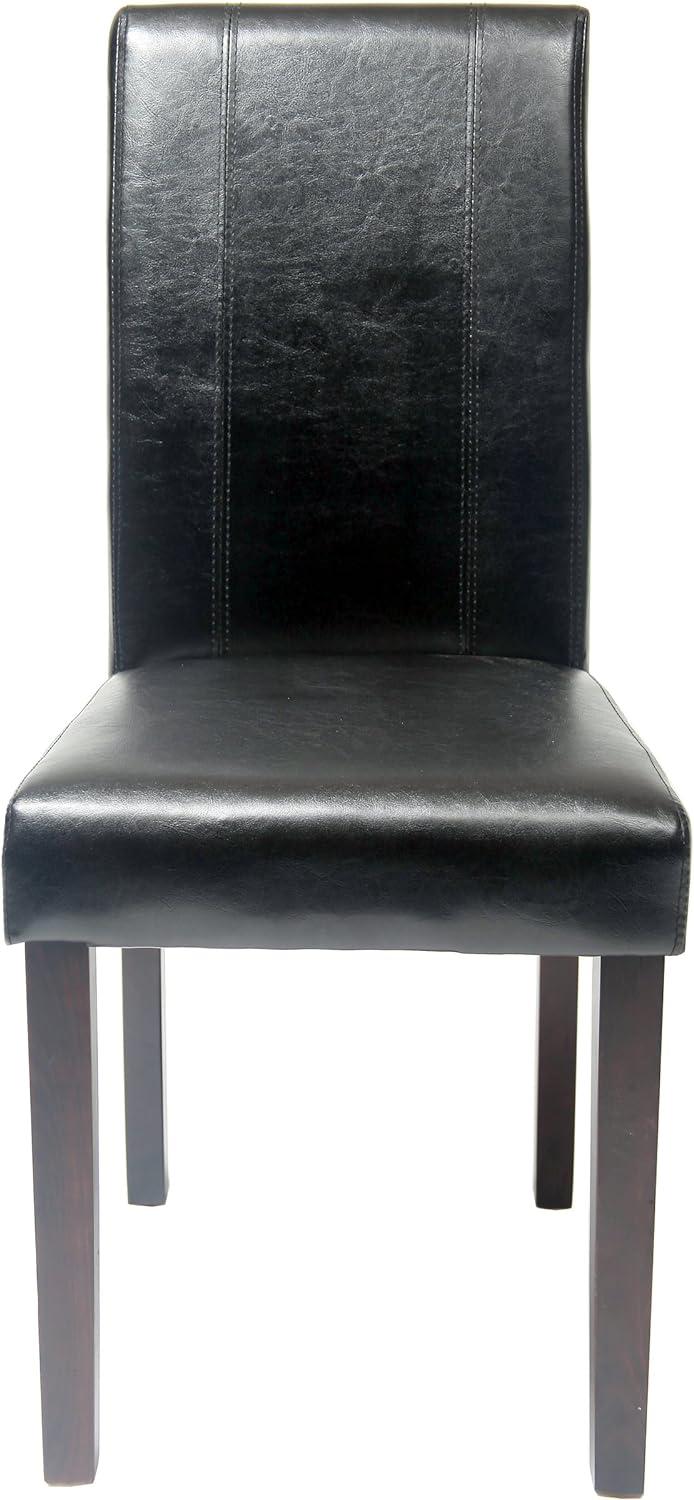 High-Back Black Faux Leather Parsons Side Chair