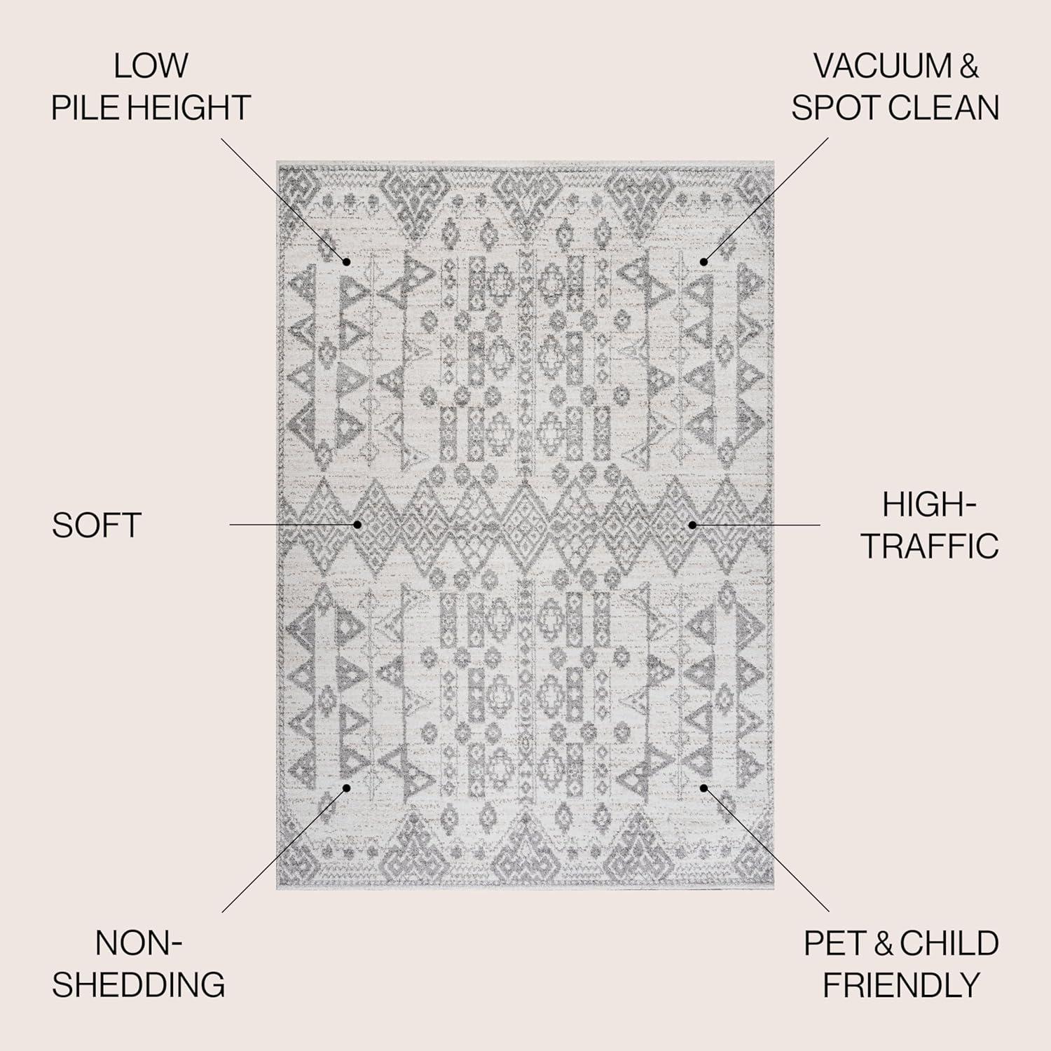 3'x5' Idris  Diamond Geometric Area Rug, Gray/Beige - JONATHAN Y