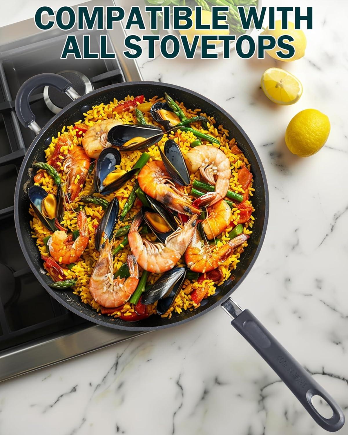 Cook N Home Cook N Home Hard Anodized 12-inch Nonstick Wok Stir-fry Pan With Lid