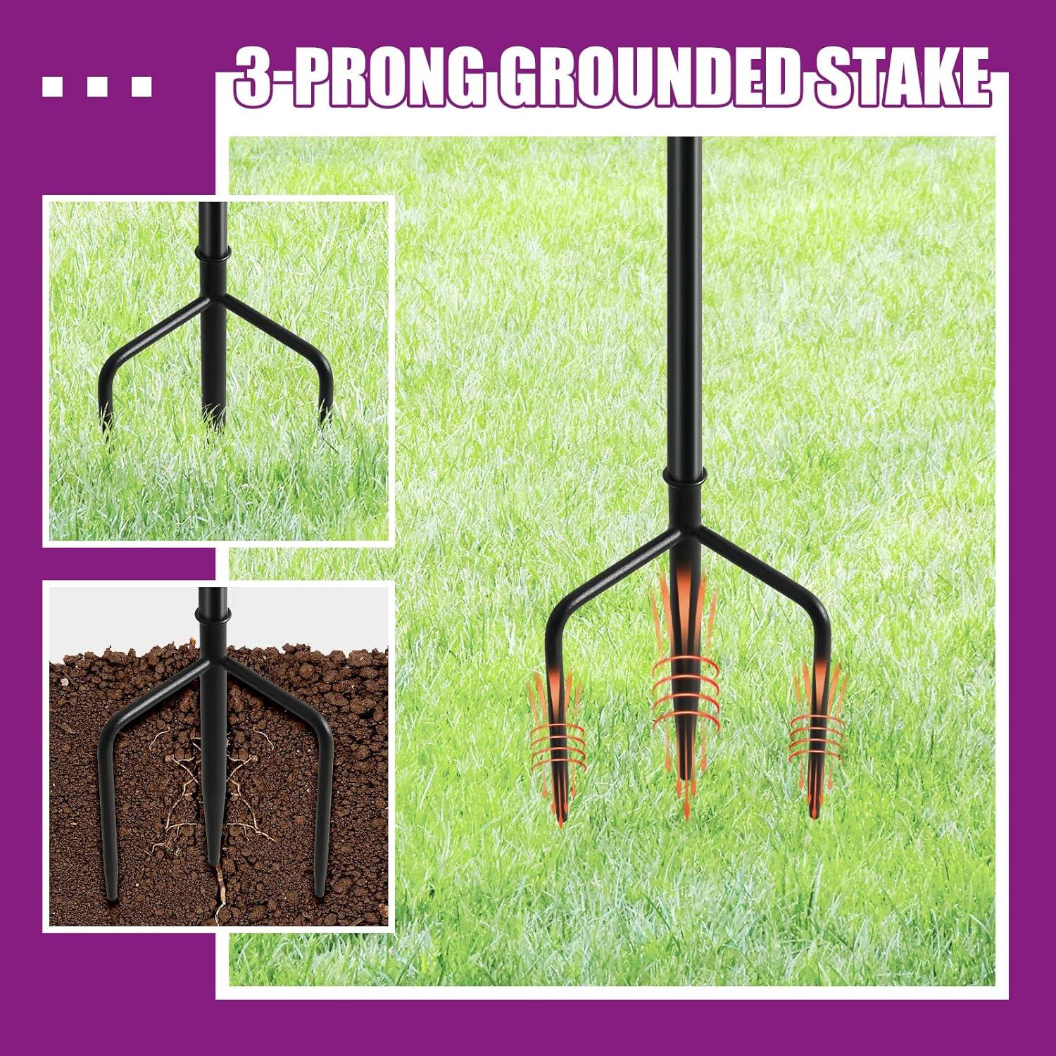 55-Inch Black Metal Garden Torches with 3-Prong Stake, Set of 6