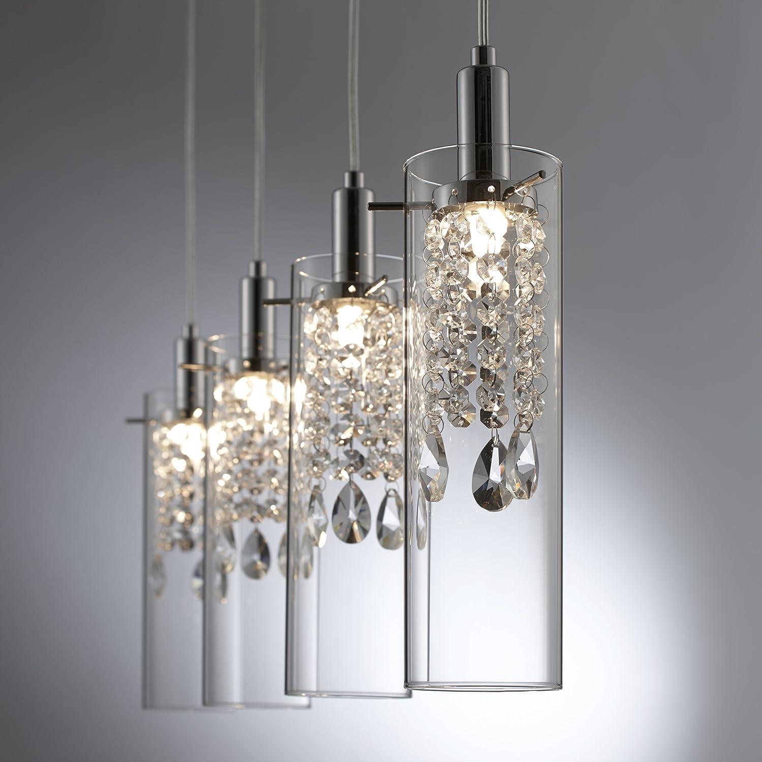 Glamor Adjustable 4-Light Chrome & Glass LED Pendant