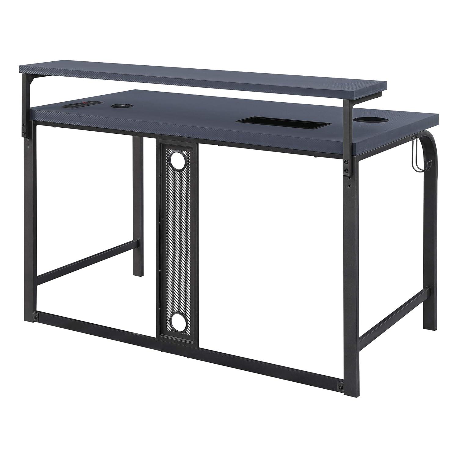OSP Home Furnishings Reload 48-Inch Gaming Desk in Gray Steel Metal