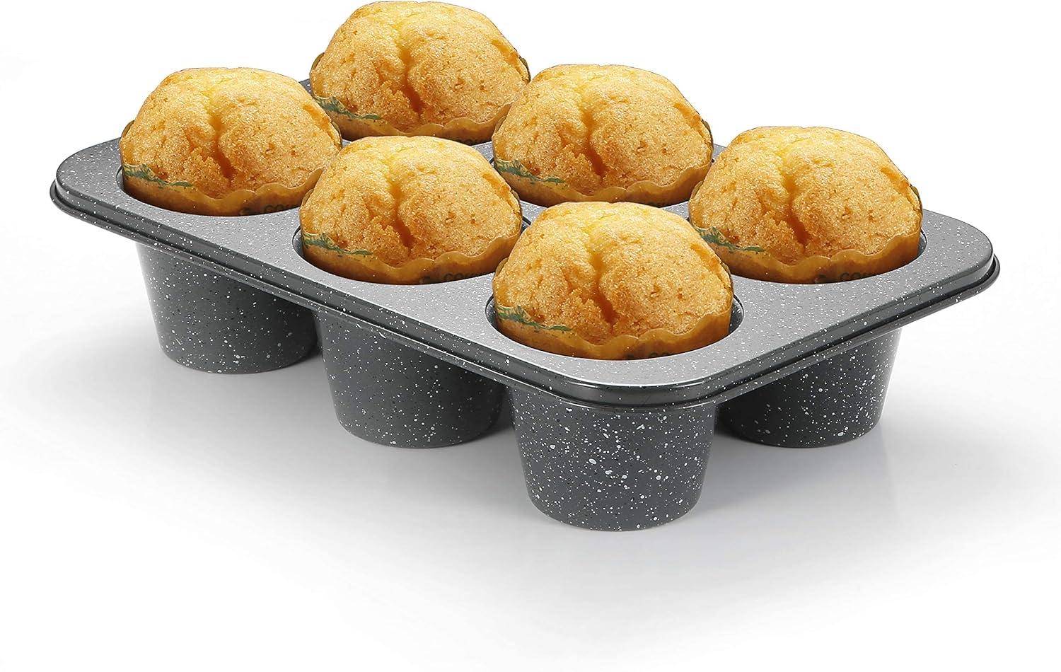 Gray Granite Non-Stick Jumbo 6-Cup Muffin Pan
