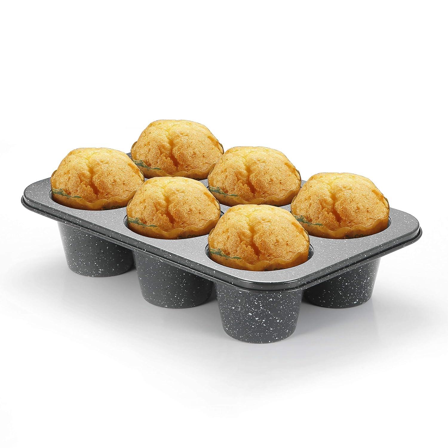 Gray Granite Non-Stick Jumbo 6-Cup Muffin Pan