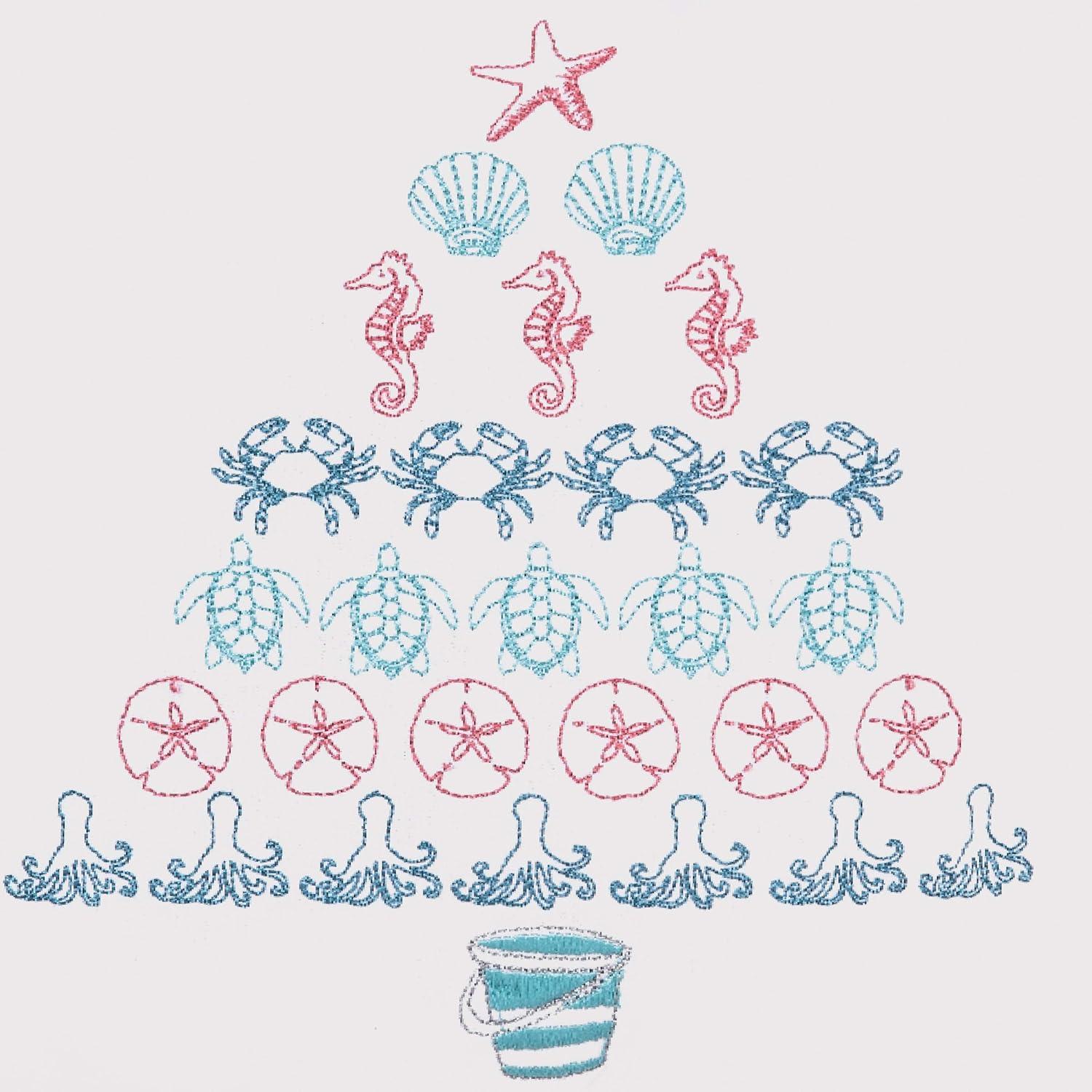 C&F Home Coastal Tree Embroidered Christmas Holiday Throw Pillow