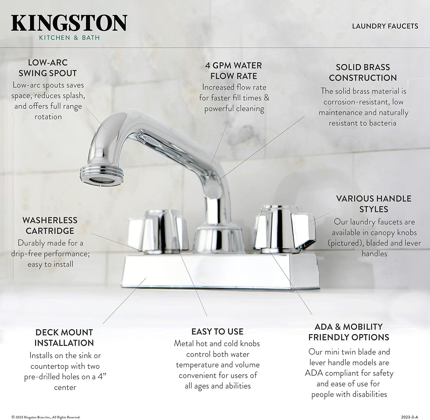 Kingston Brass Two-Handle 2-Hole Deck Mount Laundry Faucet