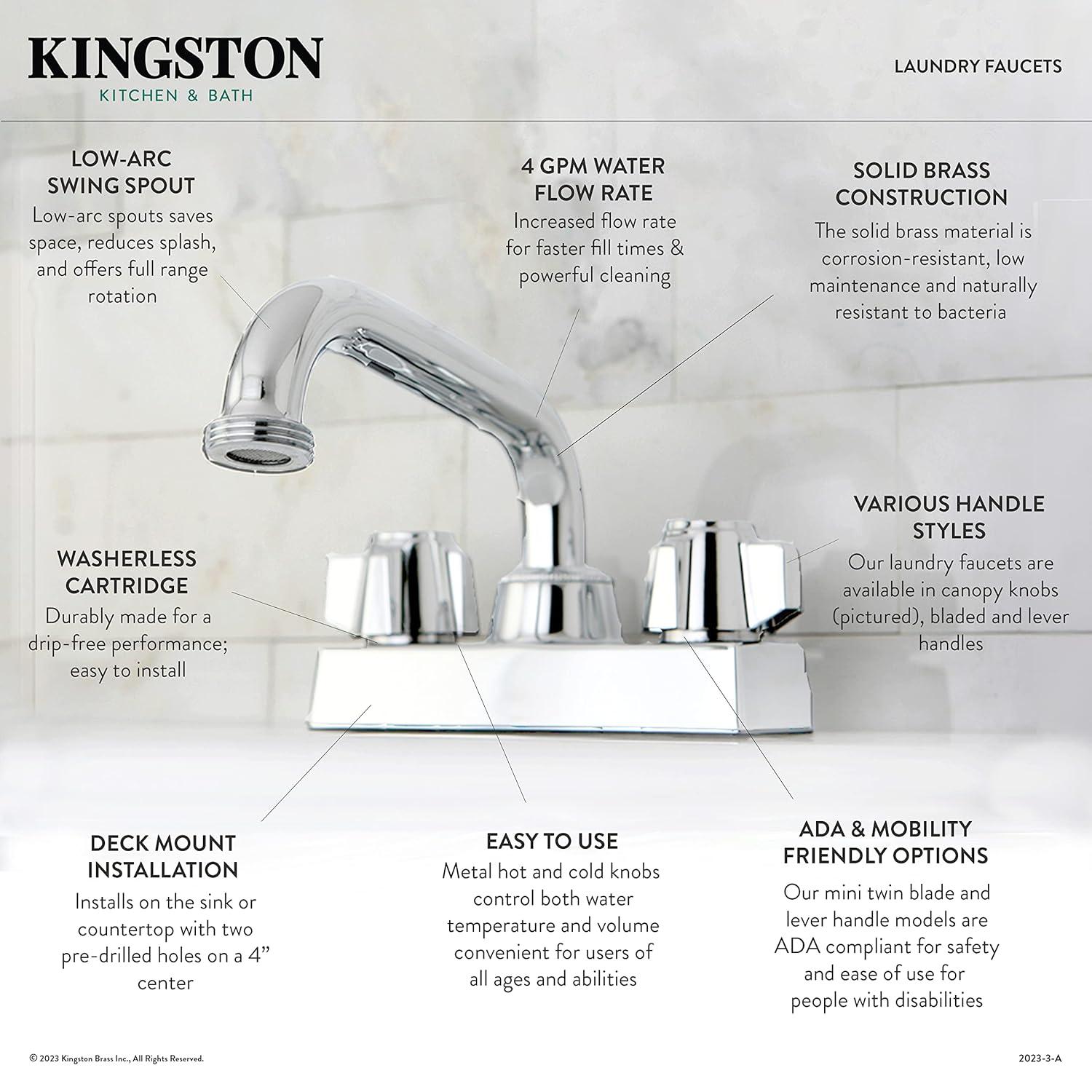 Kingston Brass Two-Handle 2-Hole Deck Mount Laundry Faucet