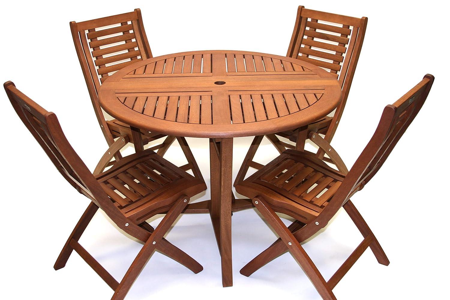 Havenside Home Eilaf 48" Round Eucalyptus Folding Table
