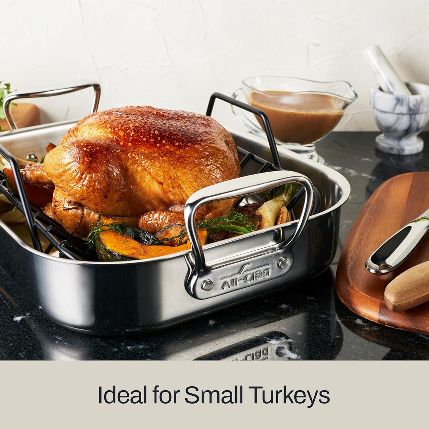 Stainless Steel 14.5" Roaster with Nonstick Rack and Handles