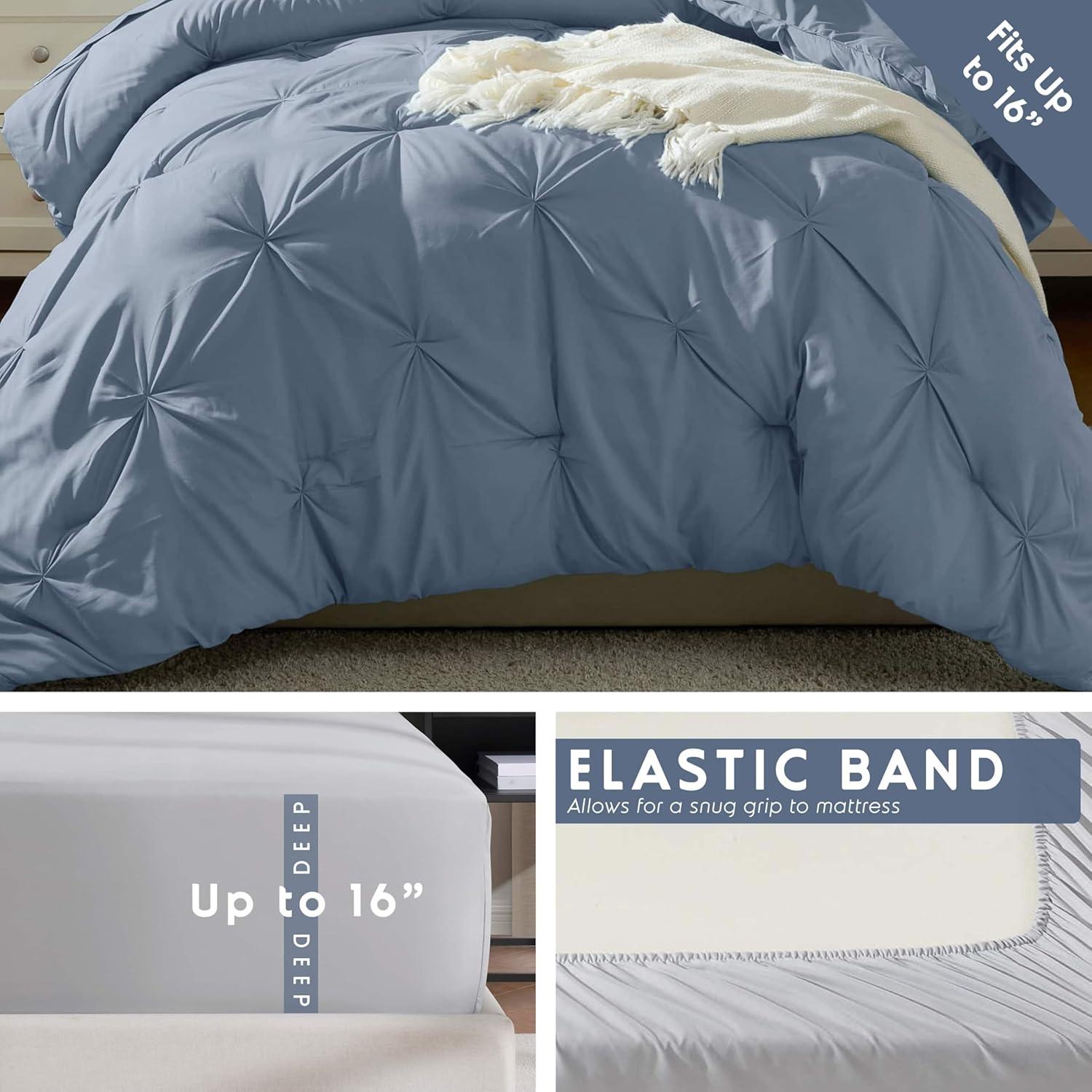Nestl Bed-in-A-Bag Pleated Comforter Set with Bed Sheets