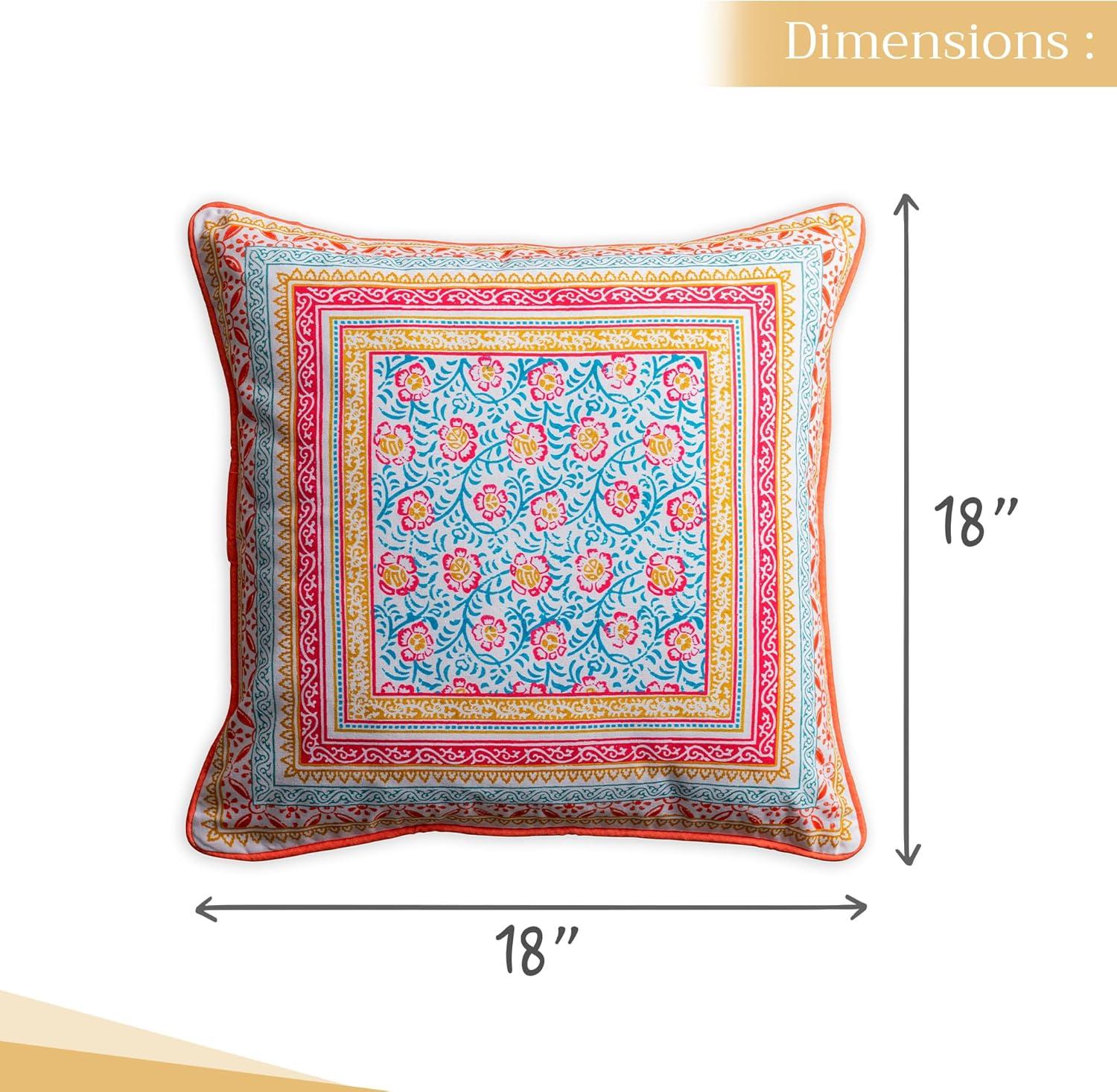 Maison d' Hermine Decorative Pillow Covers 18 x 18 Inch Square 100% Cotton Throw Pillow Covers with Invisible Zipper Cushion Case for Living Room Couch, Chair, Sofas, Bedroom, Home (Katmandou - Doda)