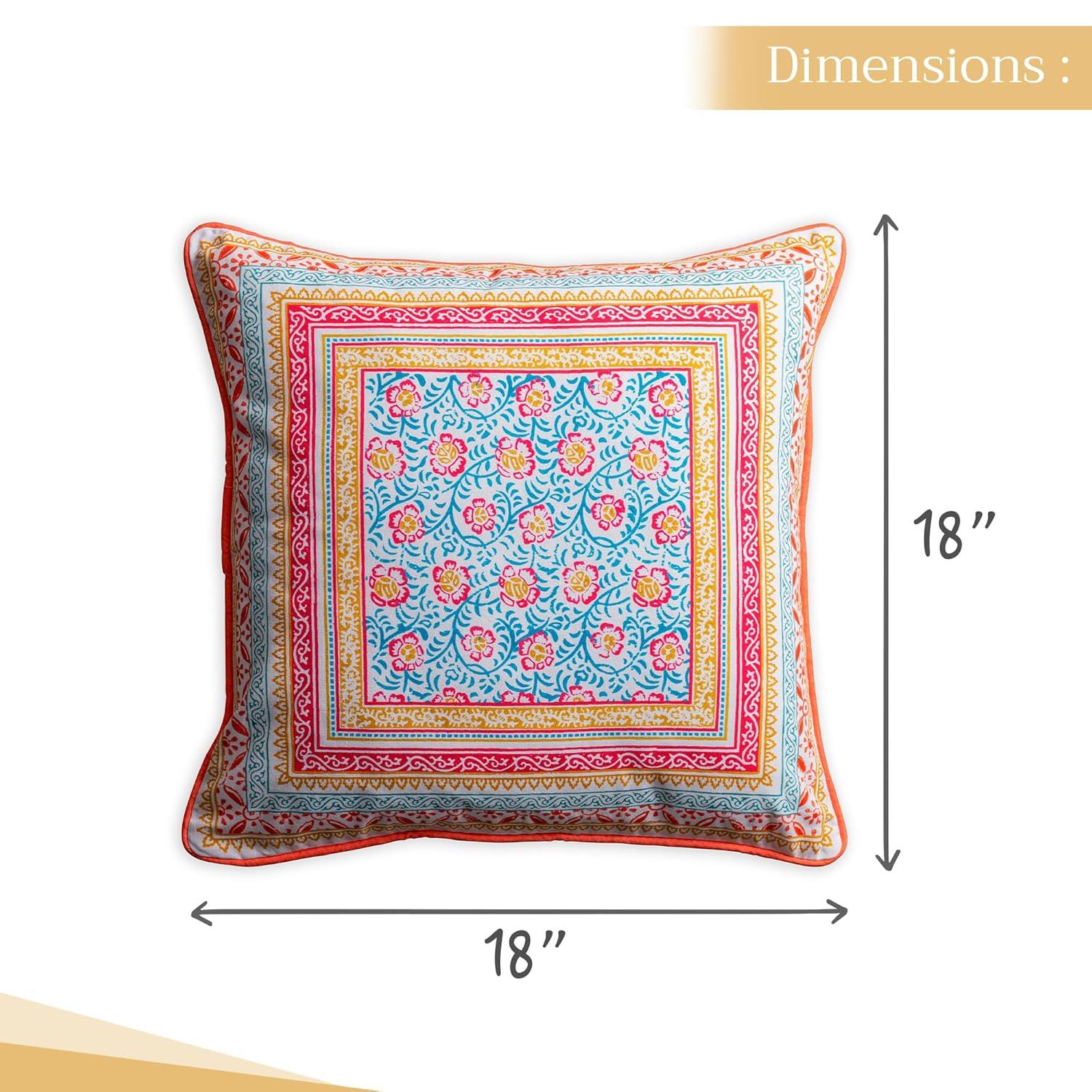 Maison d' Hermine Decorative Pillow Covers 18 x 18 Inch Square 100% Cotton Throw Pillow Covers with Invisible Zipper Cushion Case for Living Room Couch, Chair, Sofas, Bedroom, Home (Katmandou - Doda)