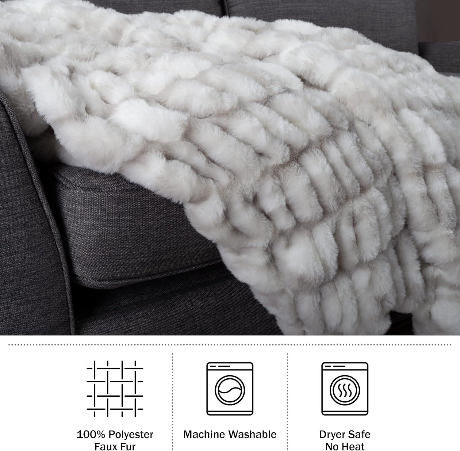 Lavish Home 60x80 Jacquard Faux Fur Blanket