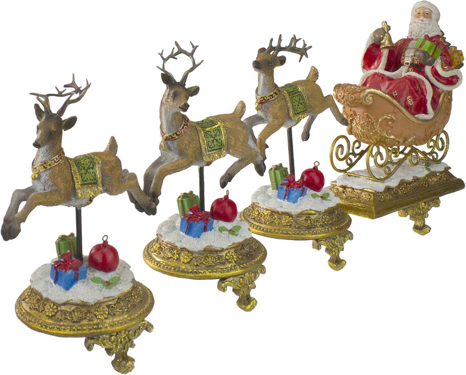 Northlight Santa and Reindeer Christmas Stocking Holders - 9.5" - Set of 4