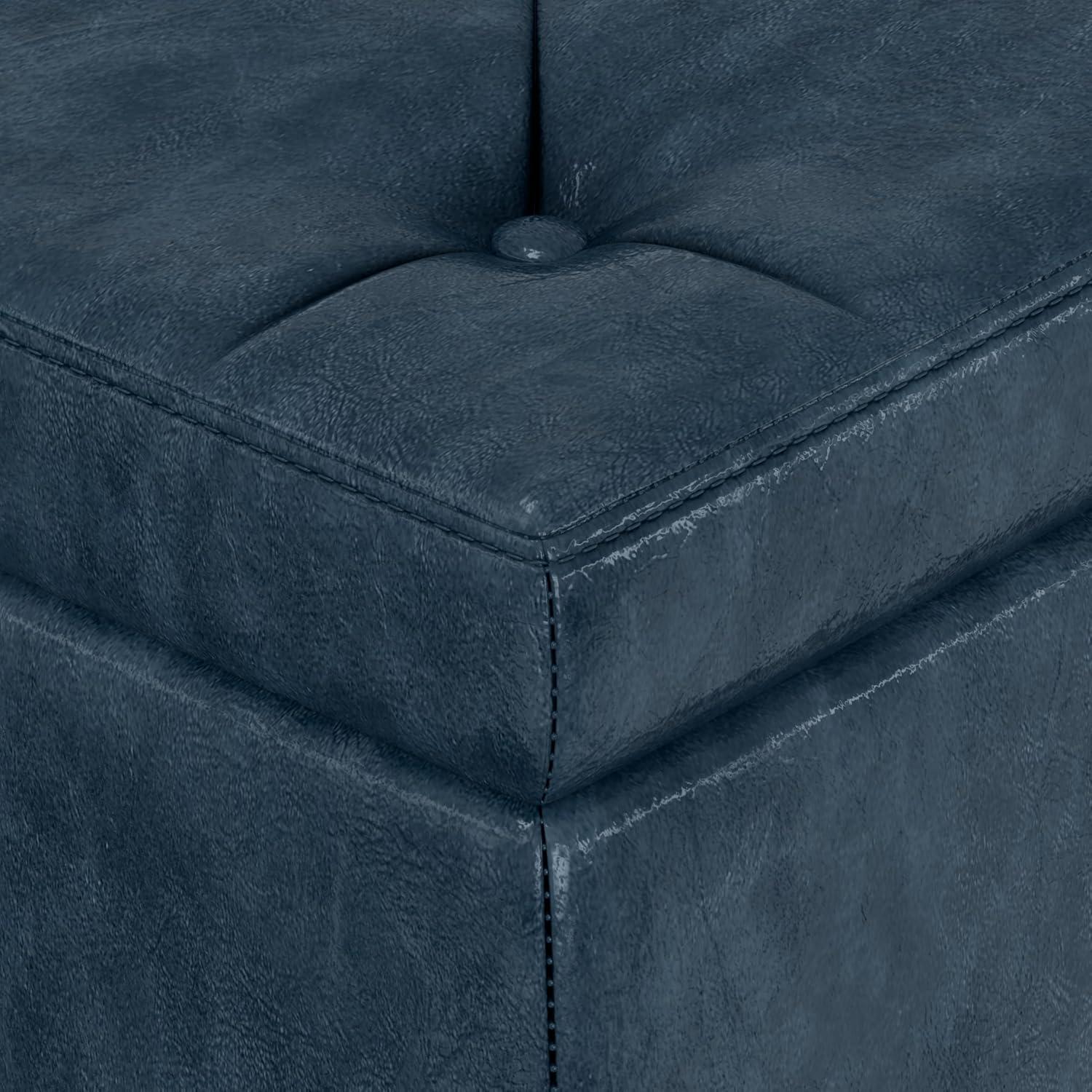 Simpli Home Hamilton 48"W Upholstered Storage Ottoman Bench with Lift-Top Lid, Tufted Design, and Nailhead Trim