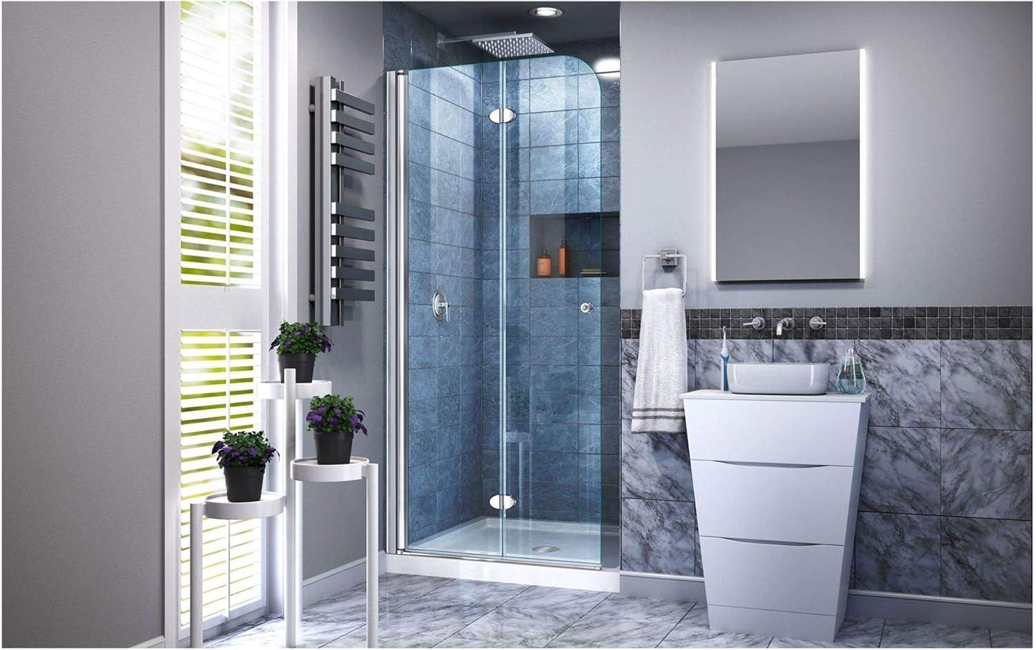 Aqua Fold 33.5" W x 72" H Pivot Frameless Shower Door