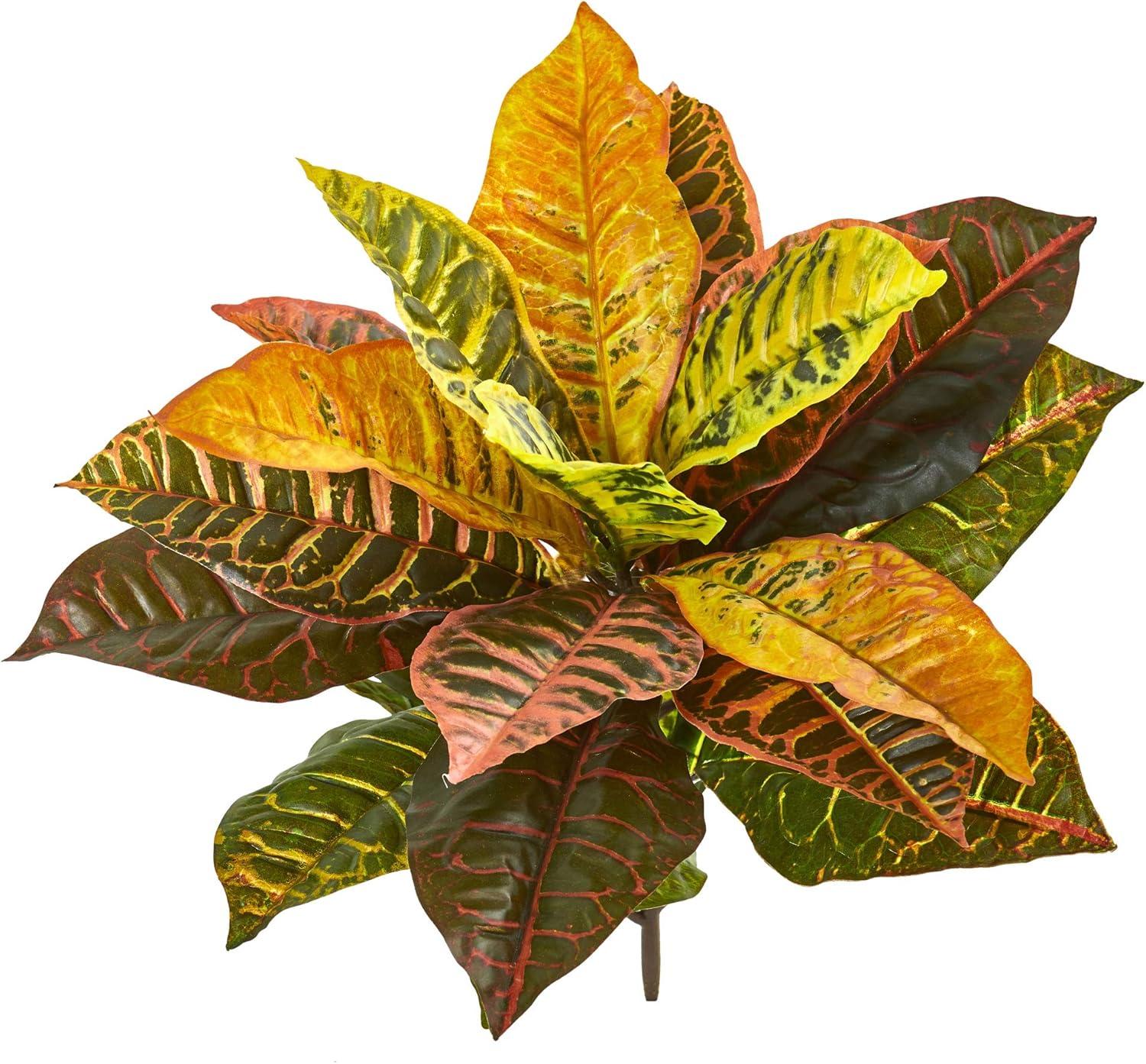 Vibrant Multicolor 21" Plastic Croton Artificial Plant Set